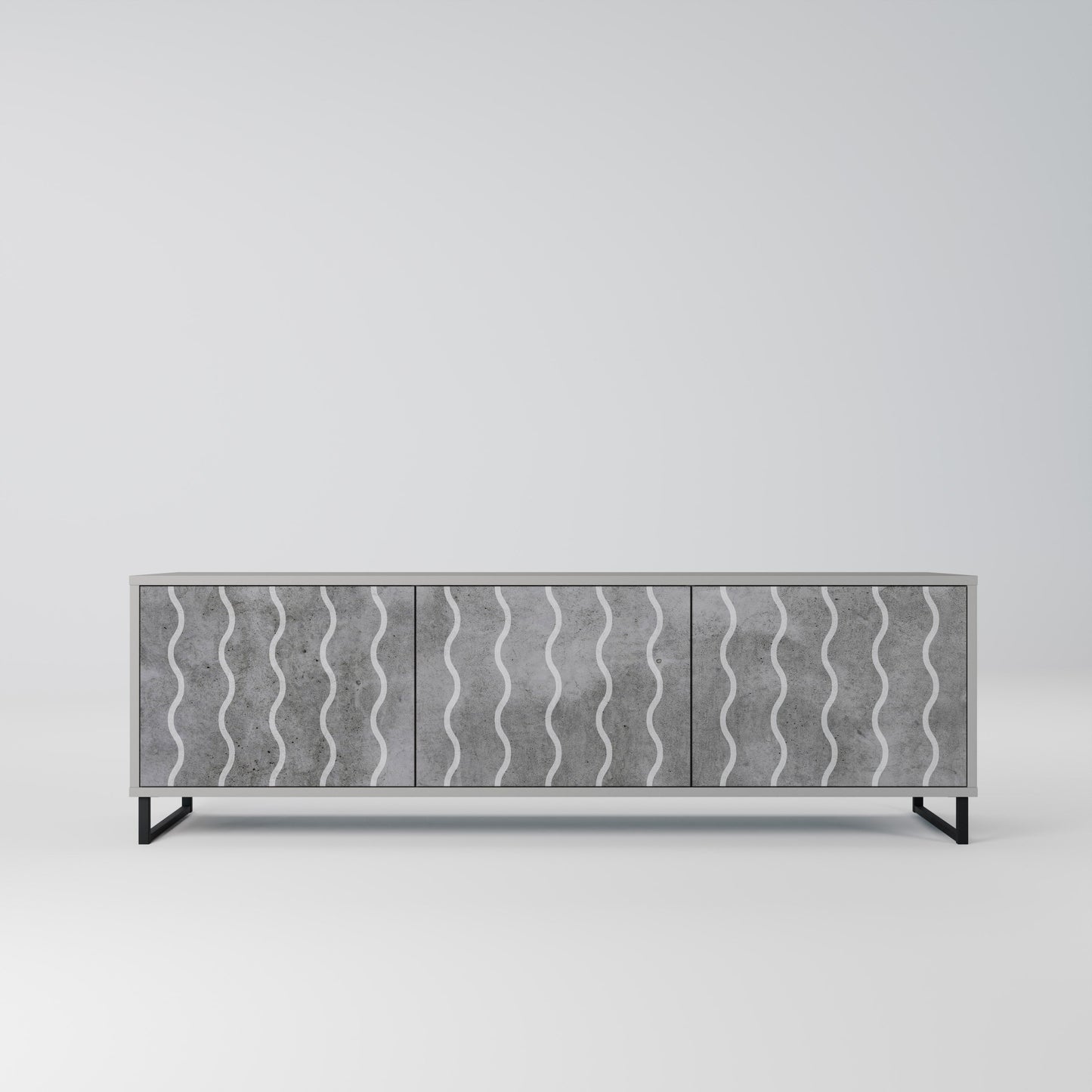WAVES OF CONCRETE 3-Door TV Stand in Grey Finish