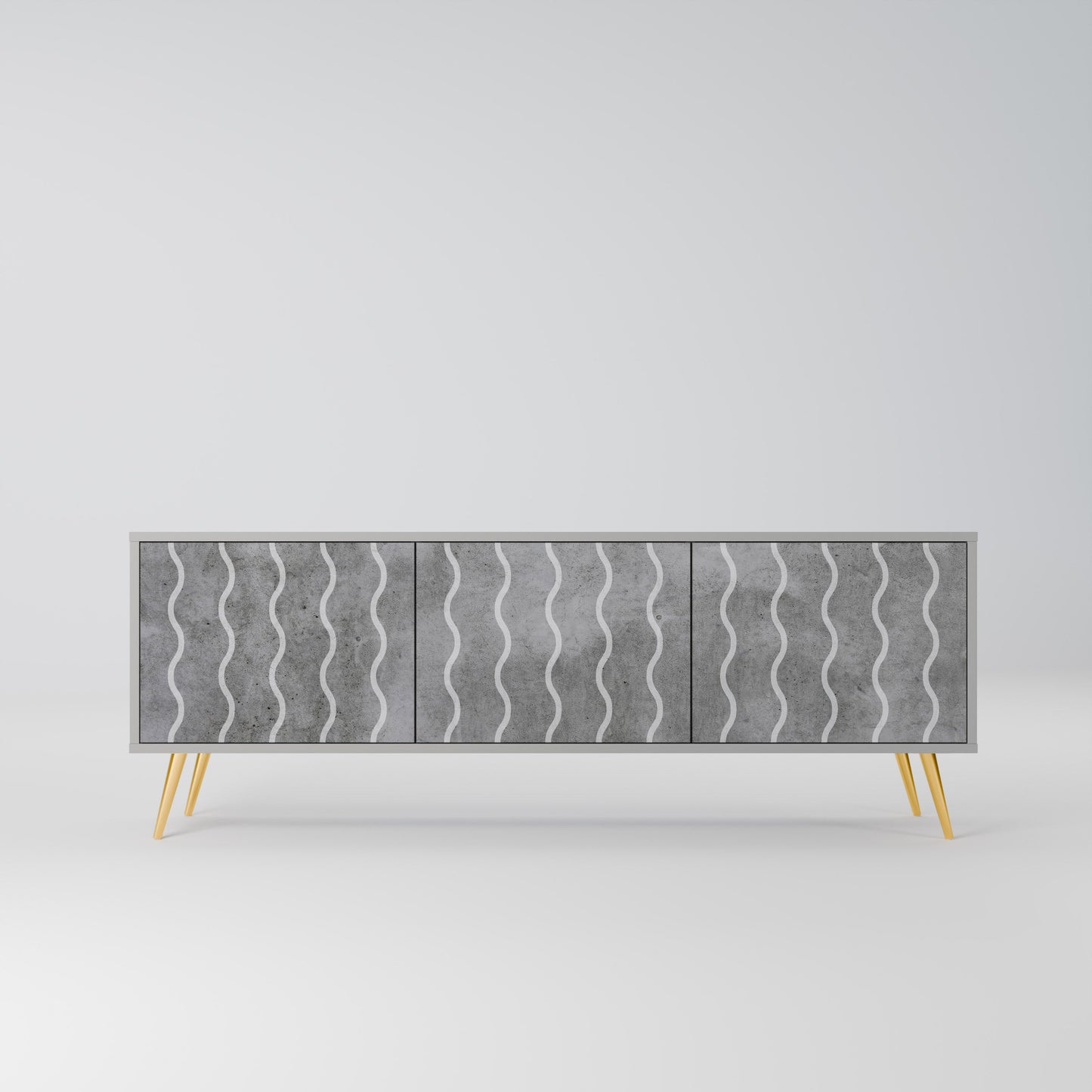 WAVES OF CONCRETE 3-Door TV Stand in Grey Finish