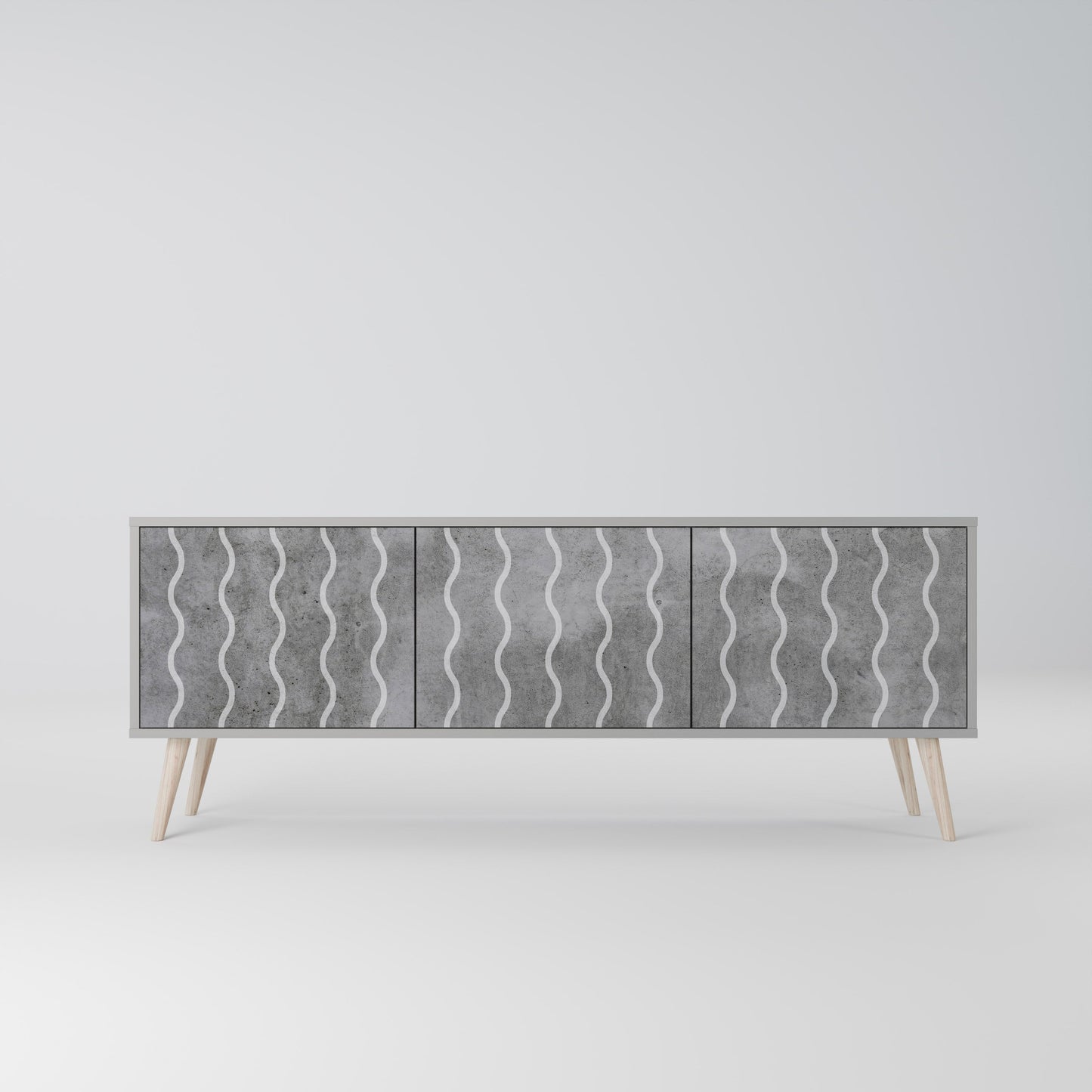 WAVES OF CONCRETE 3-Door TV Stand in Grey Finish