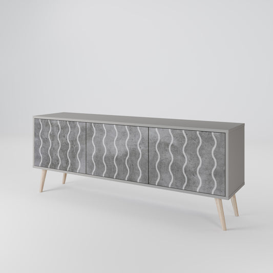 WAVES OF CONCRETE 3-Door TV Stand in Grey Finish
