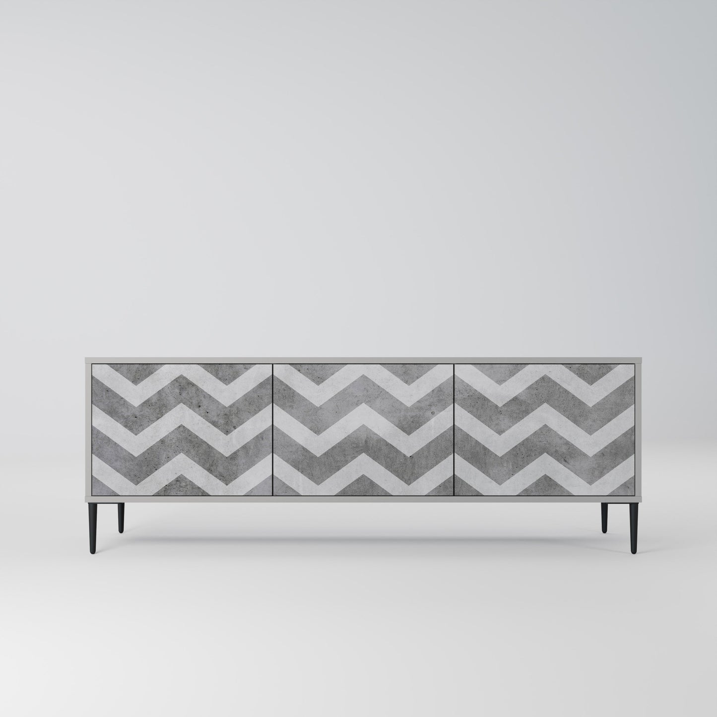 TOUGH ZIG ZAG 3-Door TV Stand in Grey Finish