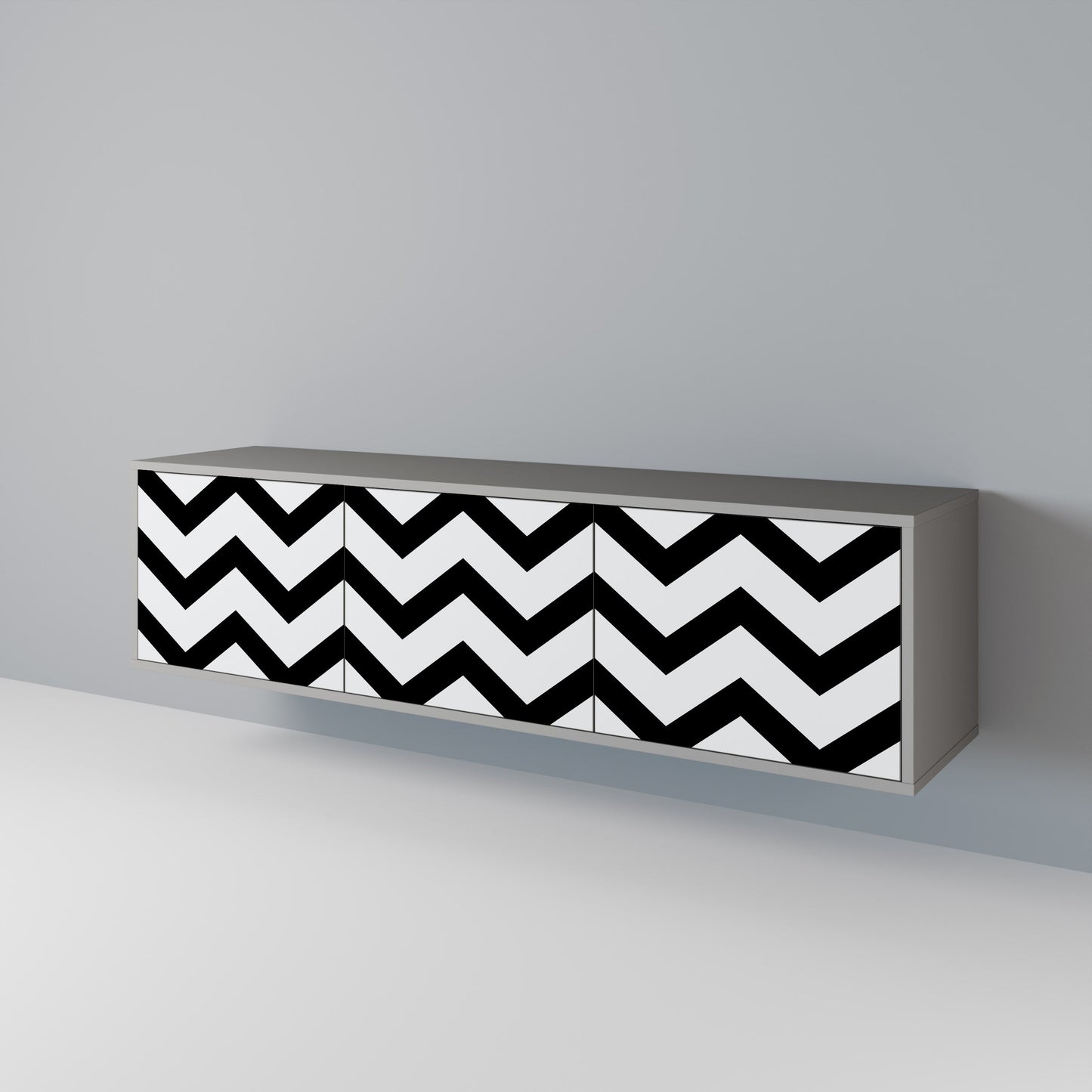 CLASSIC ZIG ZAG 3-Door TV Stand in Grey Finish