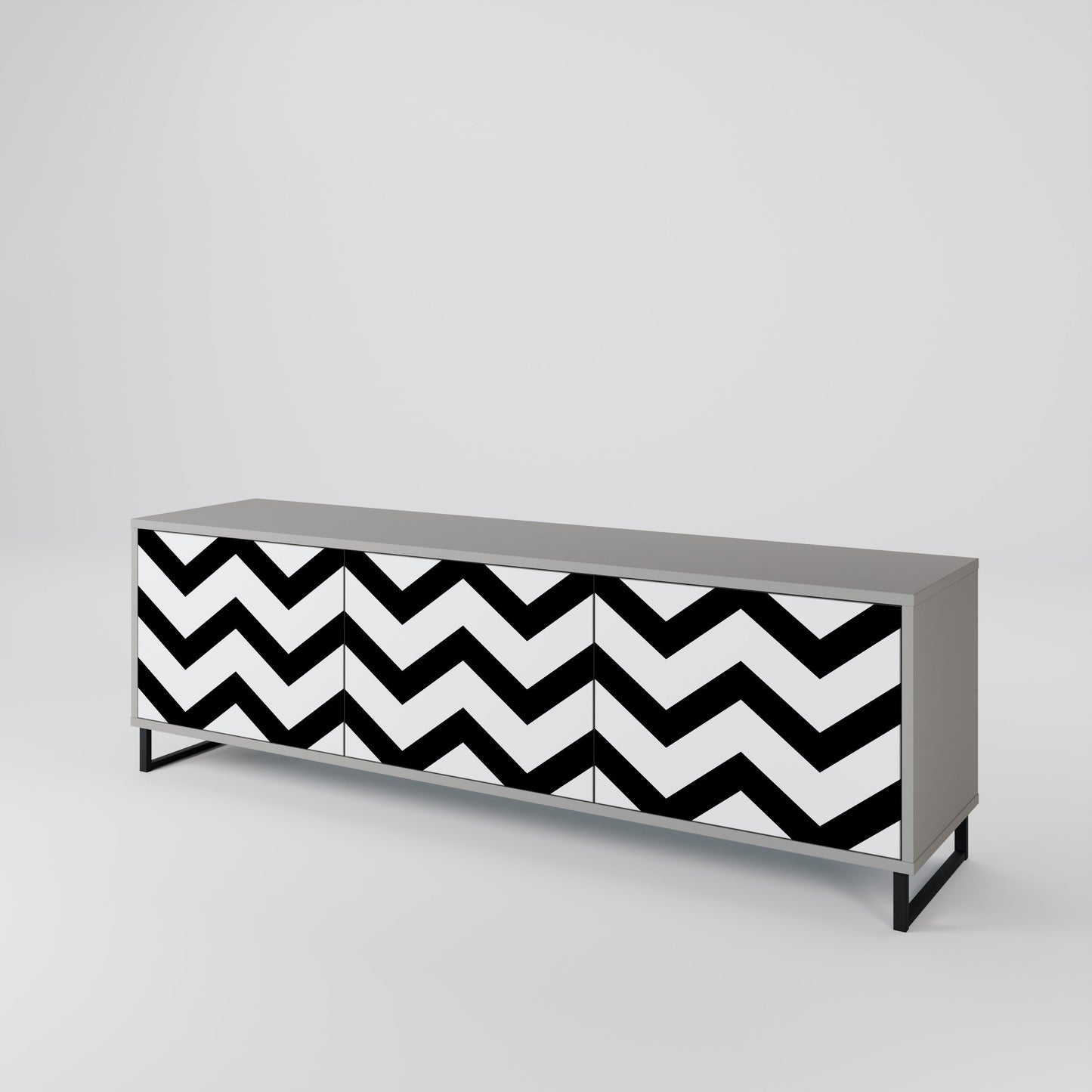 CLASSIC ZIG ZAG 3-Door TV Stand in Grey Finish