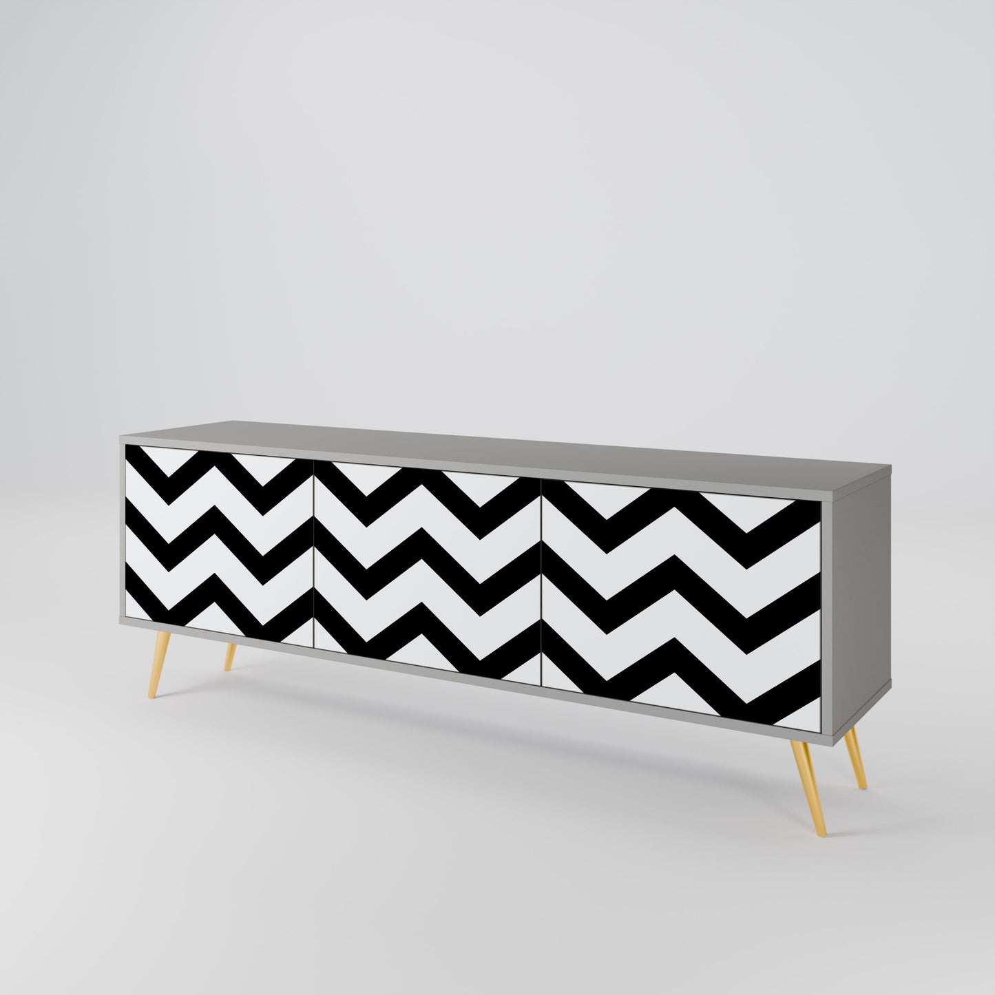 CLASSIC ZIG ZAG 3-Door TV Stand in Grey Finish