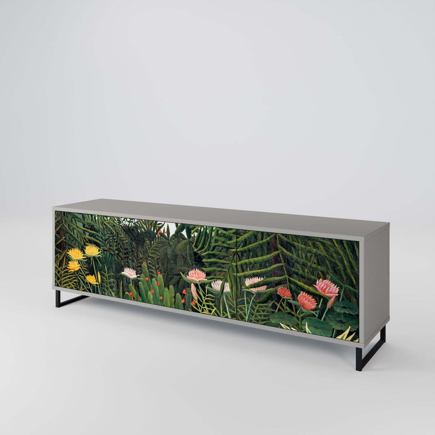 VIRGIN FOREST WITH SUNSET 3-Door TV Stand in Grey Finish