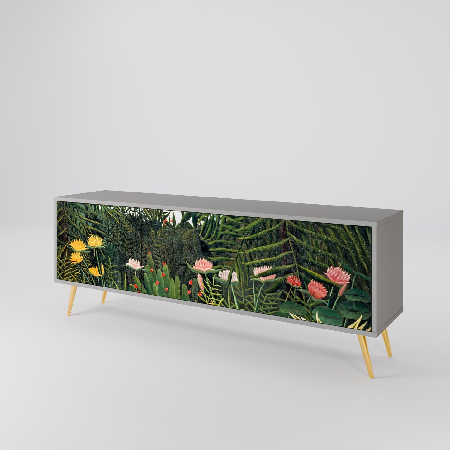 VIRGIN FOREST WITH SUNSET 3-Door TV Stand in Grey Finish