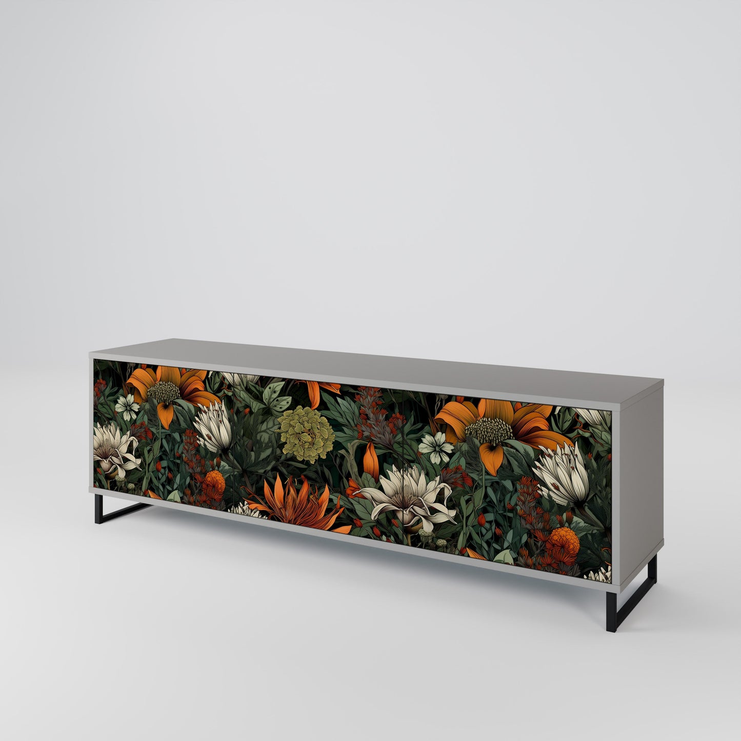 MIDNIGHT SPROUT 3-Door TV Stand in Grey Finish