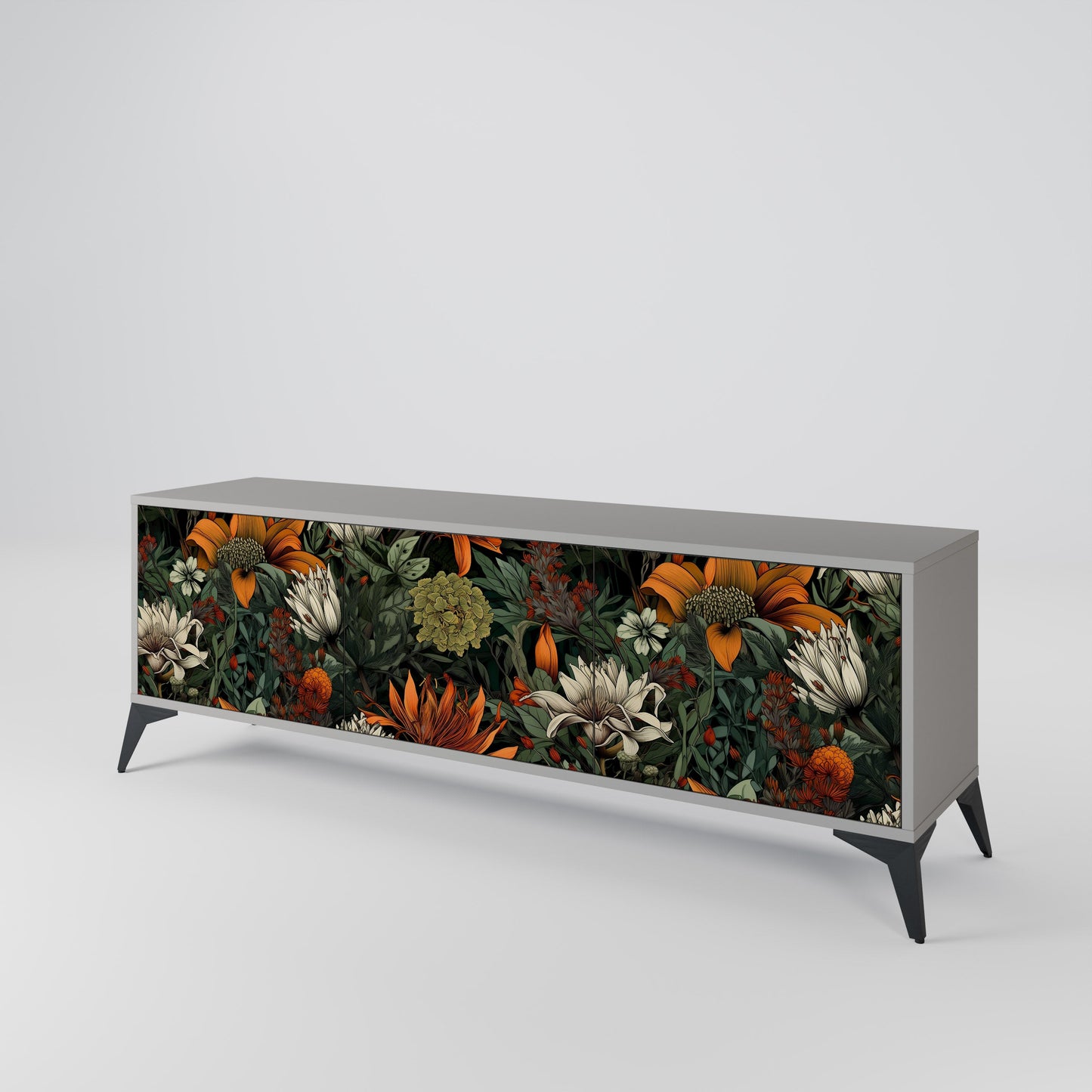 MIDNIGHT SPROUT 3-Door TV Stand in Grey Finish