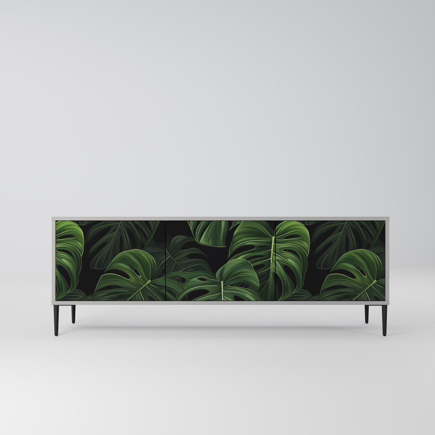 INFINITE MONSTERA 3-Door TV Stand in Grey Finish