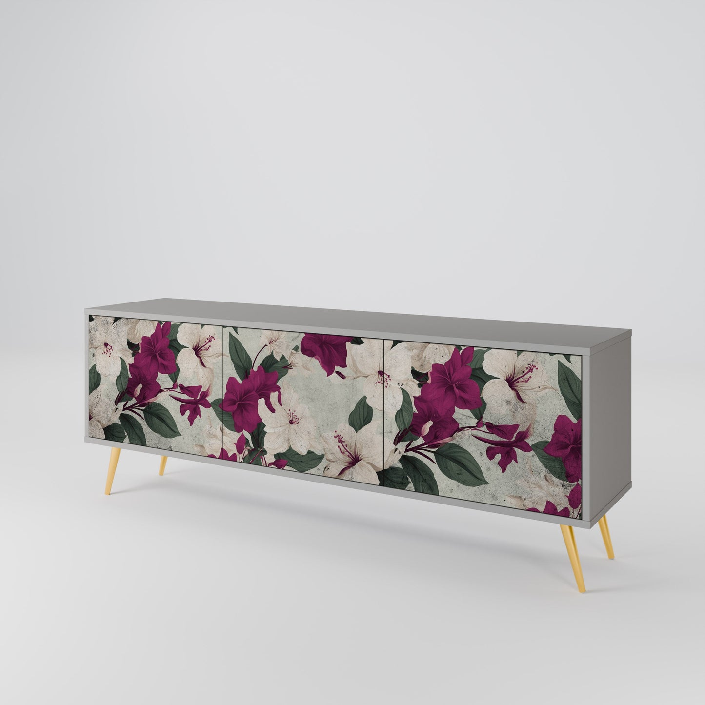 FLOWERET DREAM 3-Door TV Stand in Grey Finish