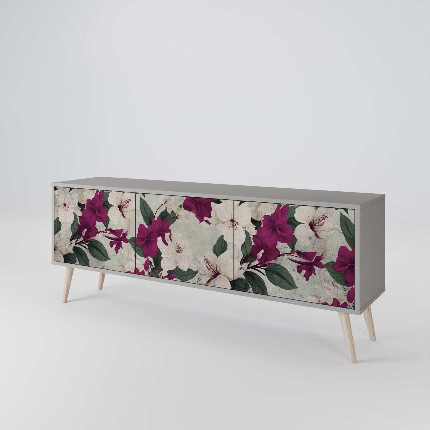 FLOWERET DREAM 3-Door TV Stand in Grey Finish
