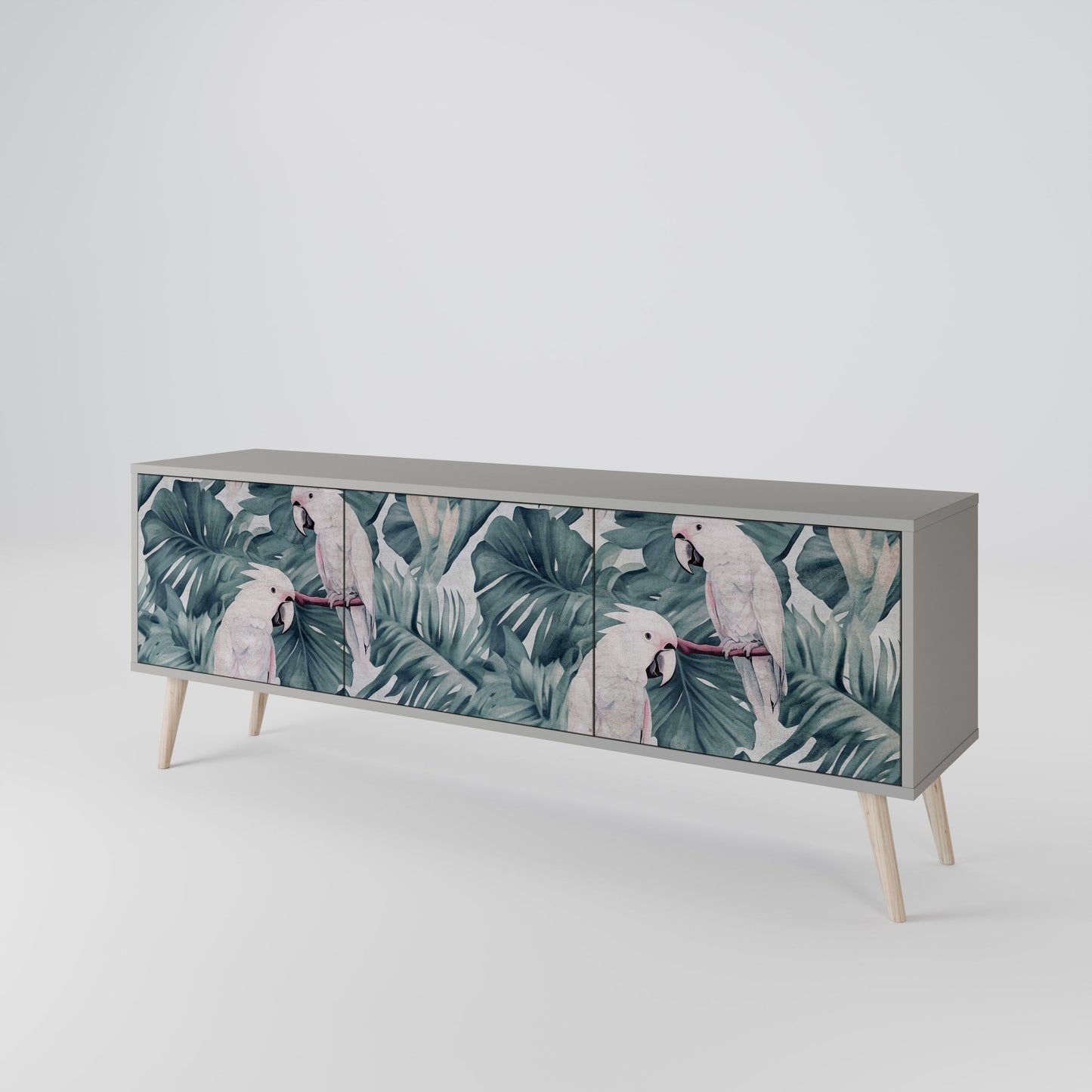 POPINJAY LOOK 3-Door TV Stand in Grey Finish