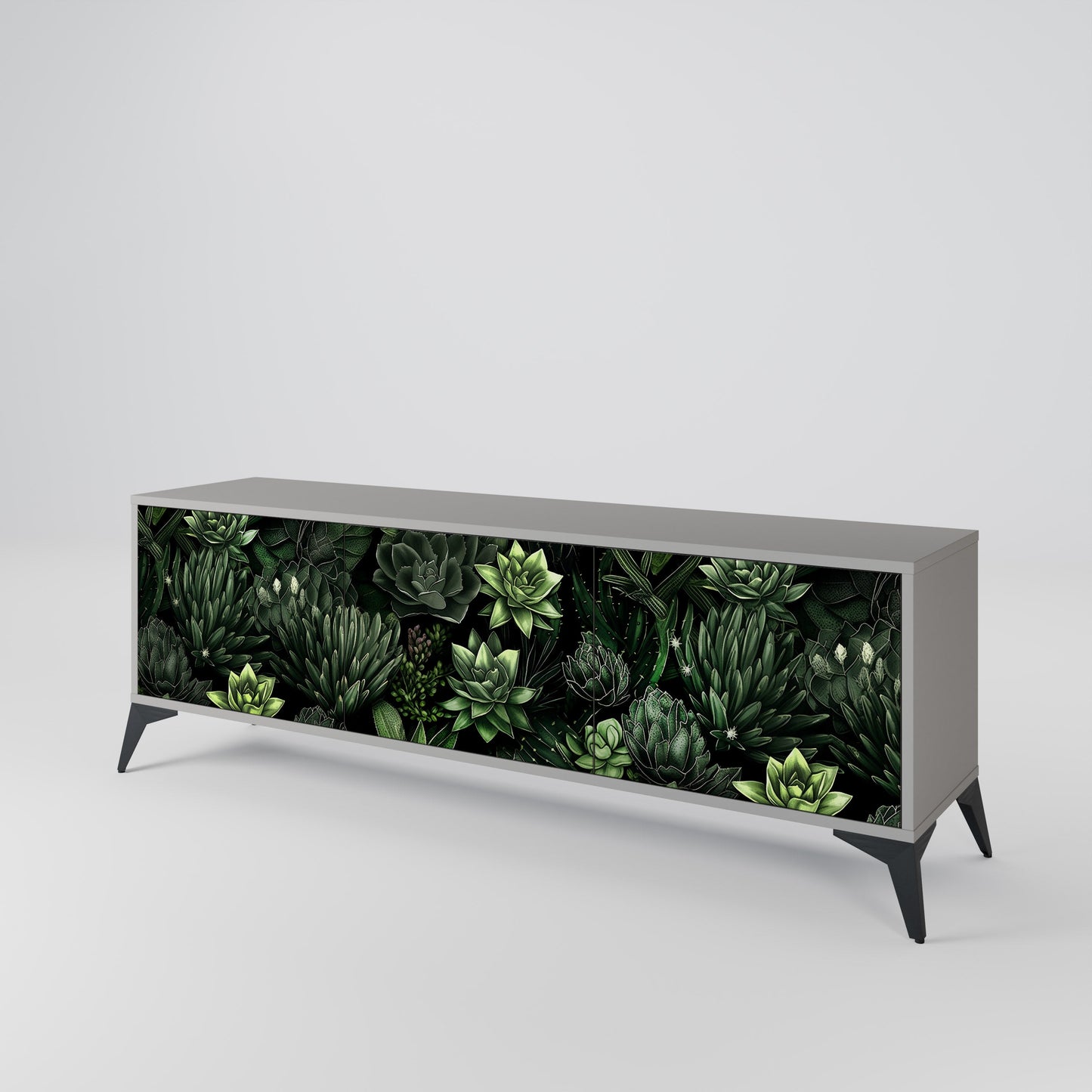 SUCCULENT JUNGLE 3-Door TV Stand in Grey Finish
