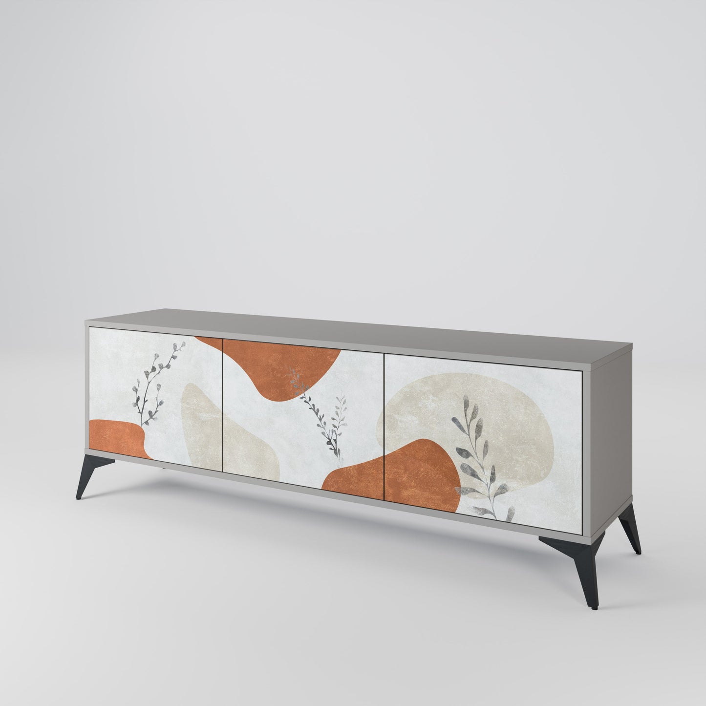 TRANQUIL TWIG 3-Door TV Stand in Grey Finish