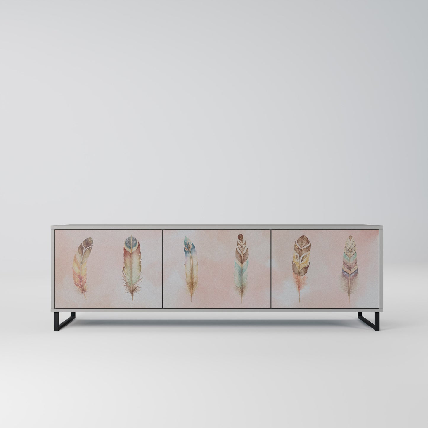 THE DELIQUESCE 3-Door TV Stand in Grey Finish