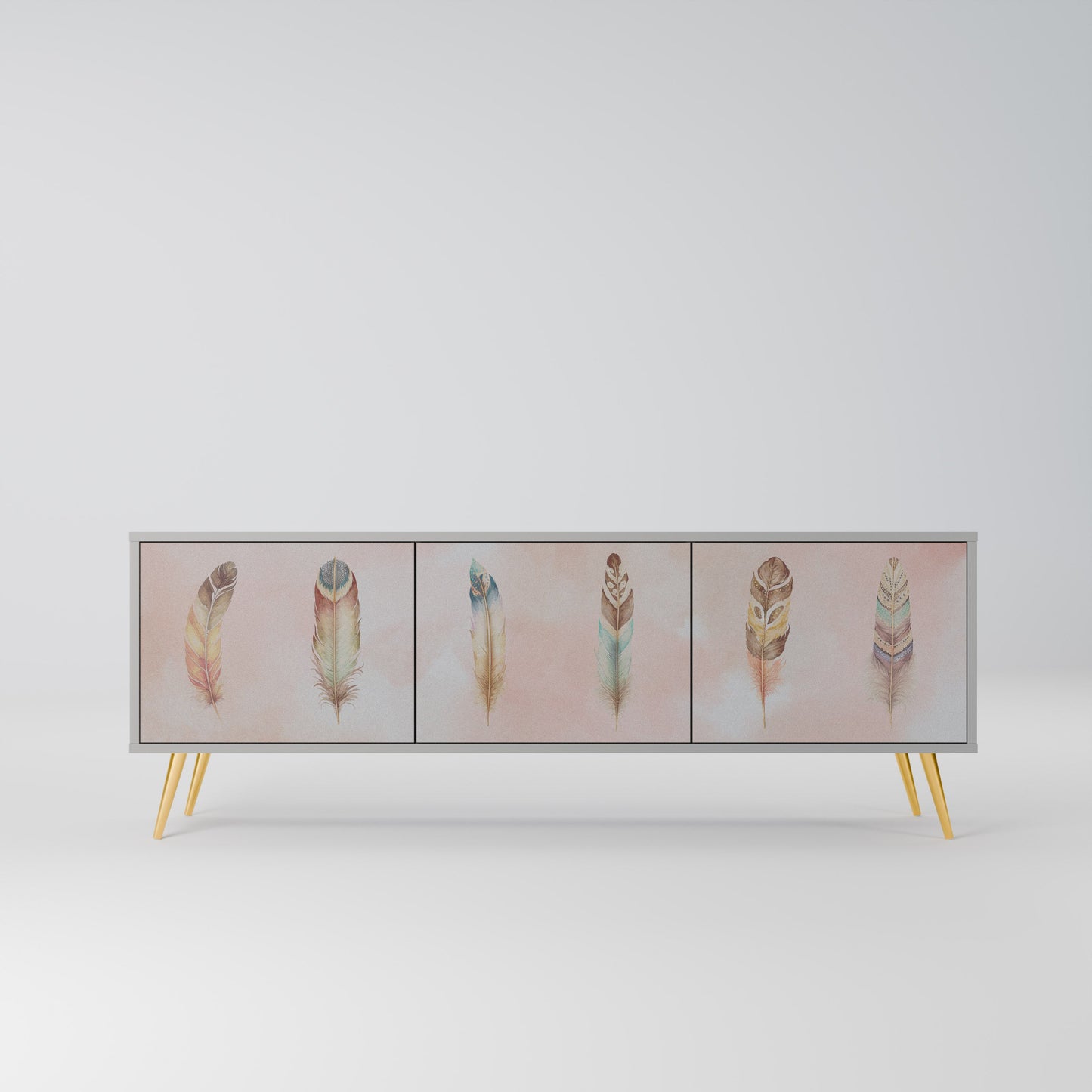 THE DELIQUESCE 3-Door TV Stand in Grey Finish