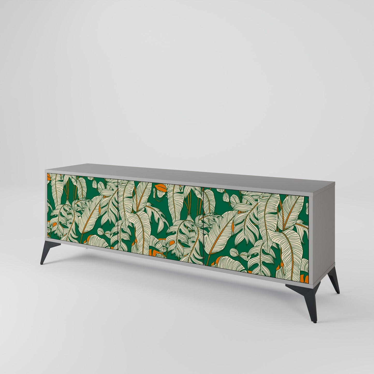 VERDANT PLEASURES 3-Door TV Stand in Grey Finish