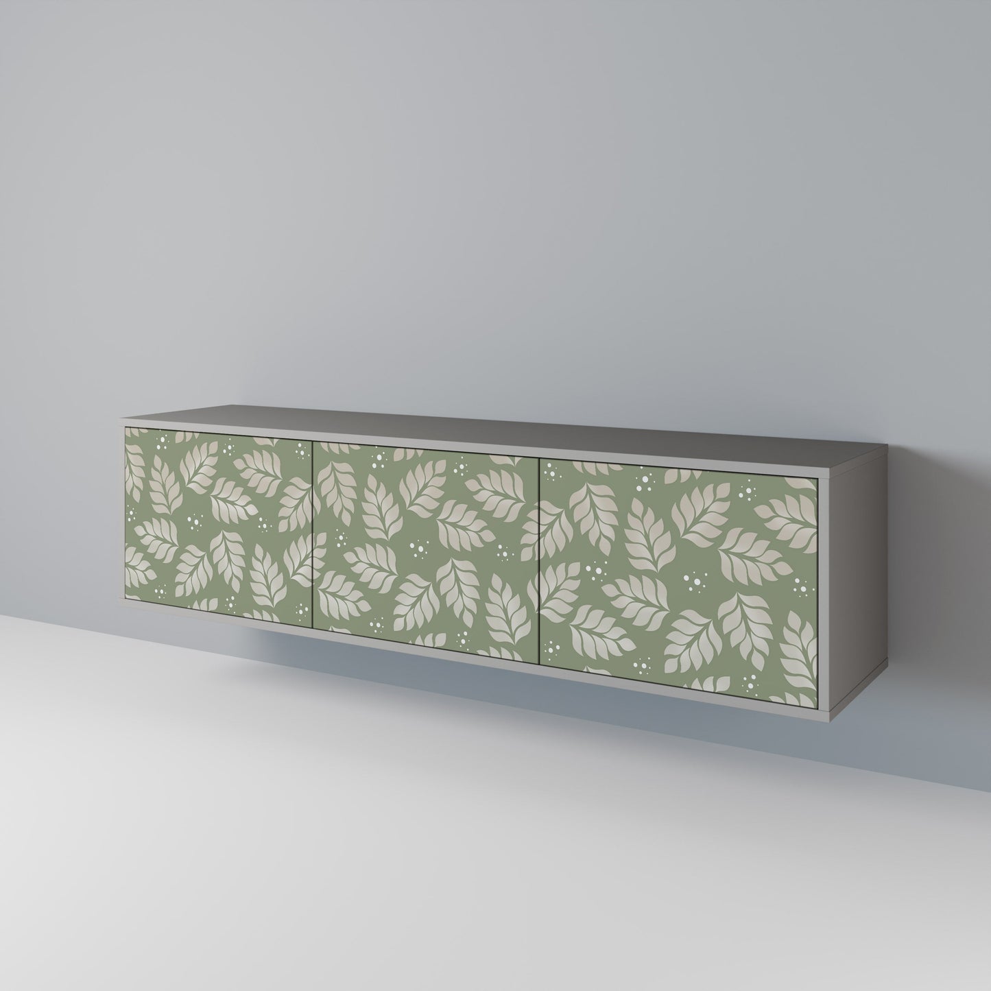 LEAVES ON GREEN 3-Door TV Stand in Grey Finish