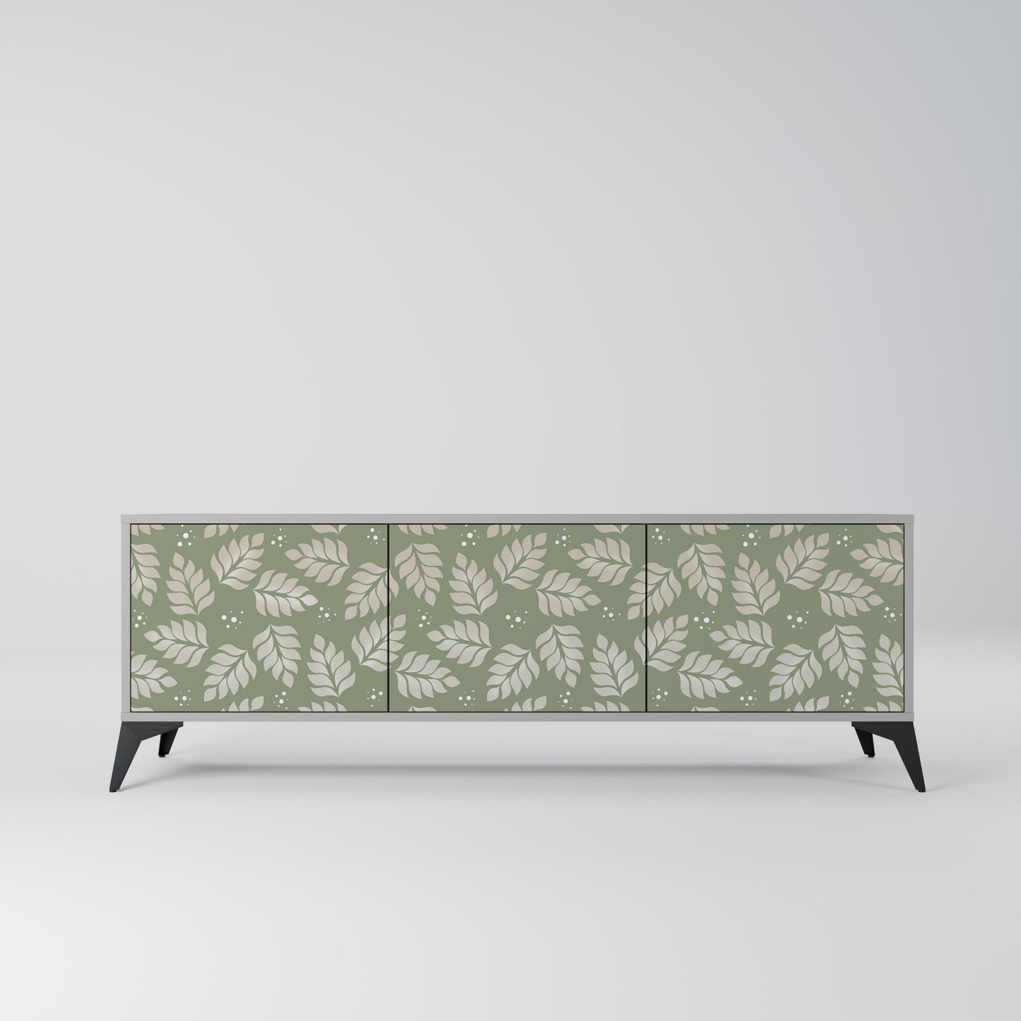 LEAVES ON GREEN 3-Door TV Stand in Grey Finish