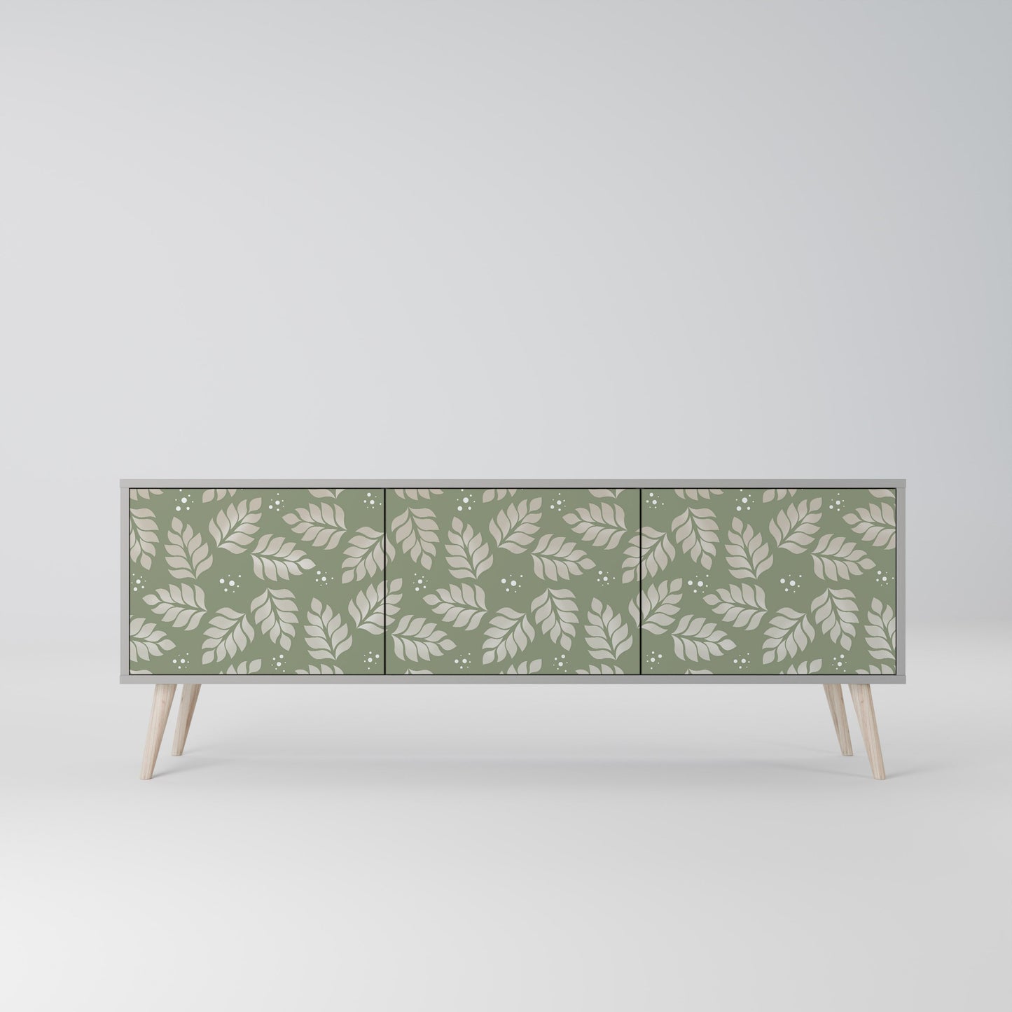 LEAVES ON GREEN 3-Door TV Stand in Grey Finish