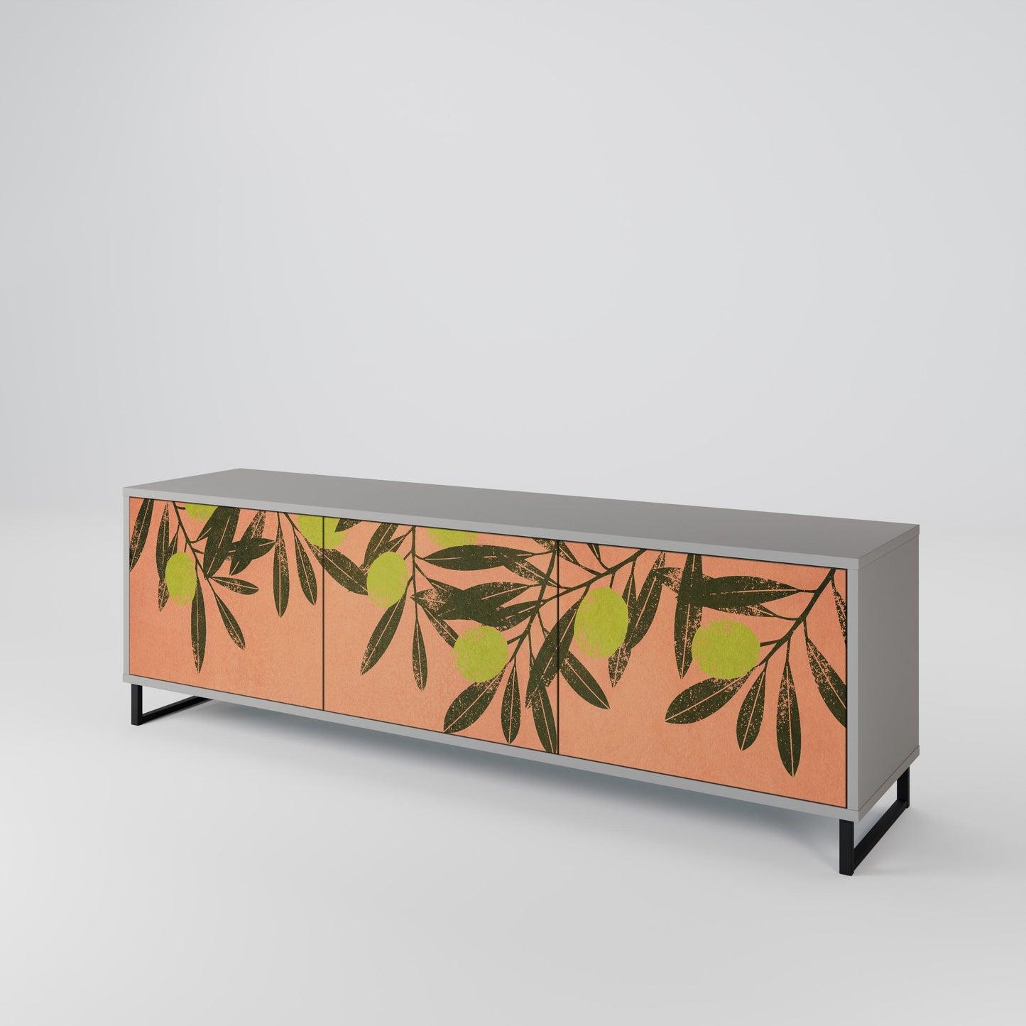 JUICY OLIVES 3-Door TV Stand in Grey Finish