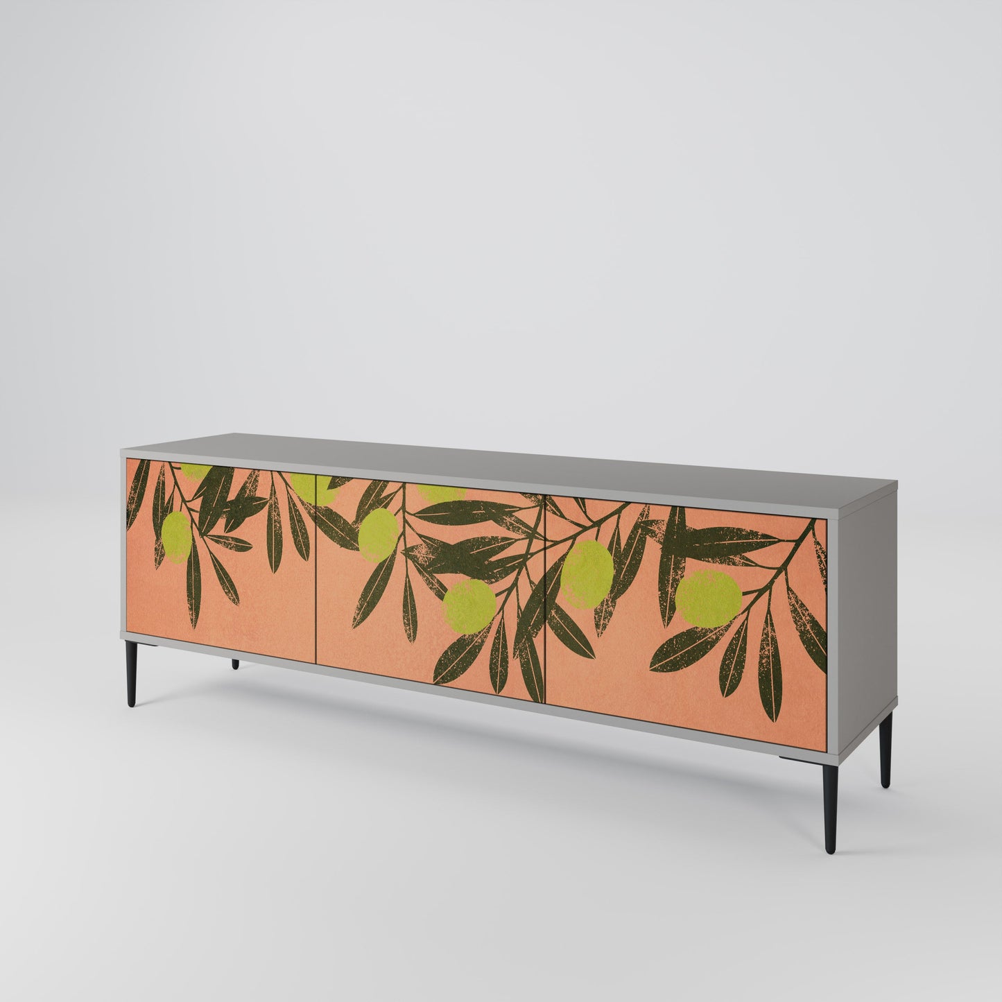 JUICY OLIVES 3-Door TV Stand in Grey Finish