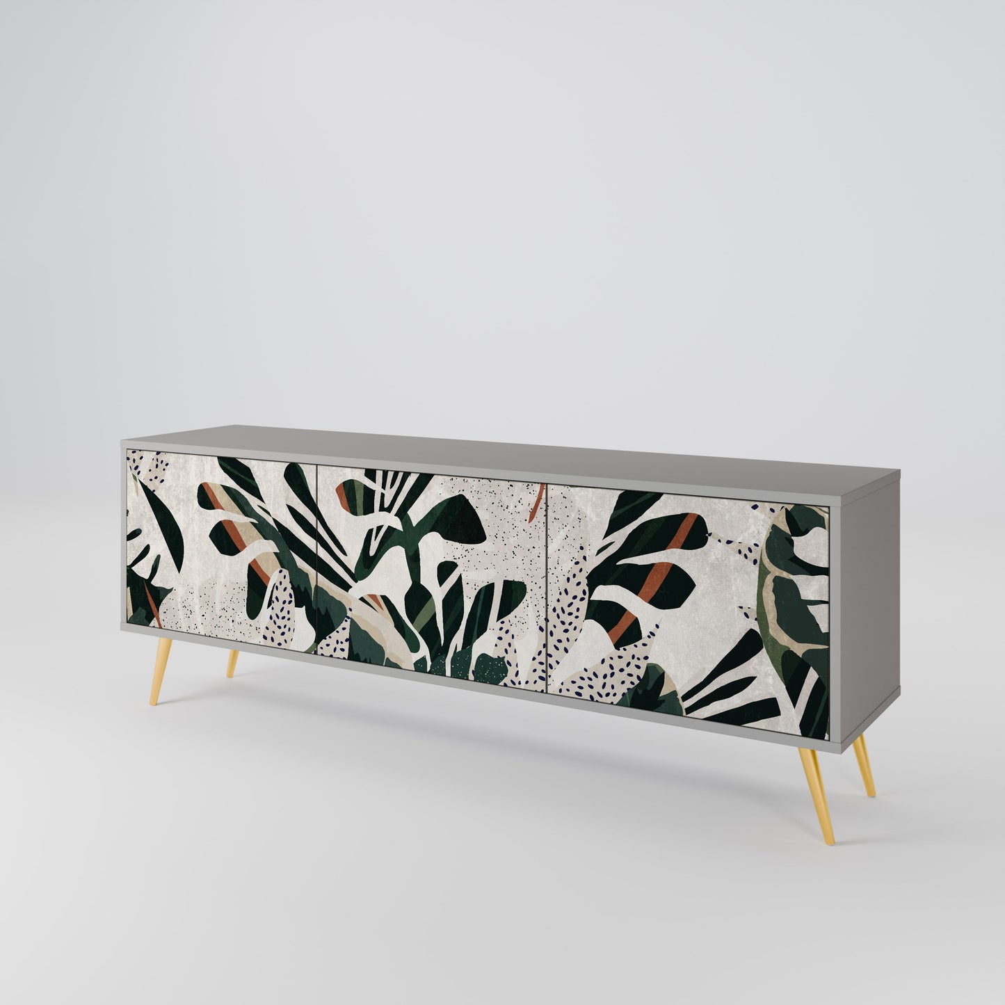 VERDURE FORMATION 3-Door TV Stand in Grey Finish