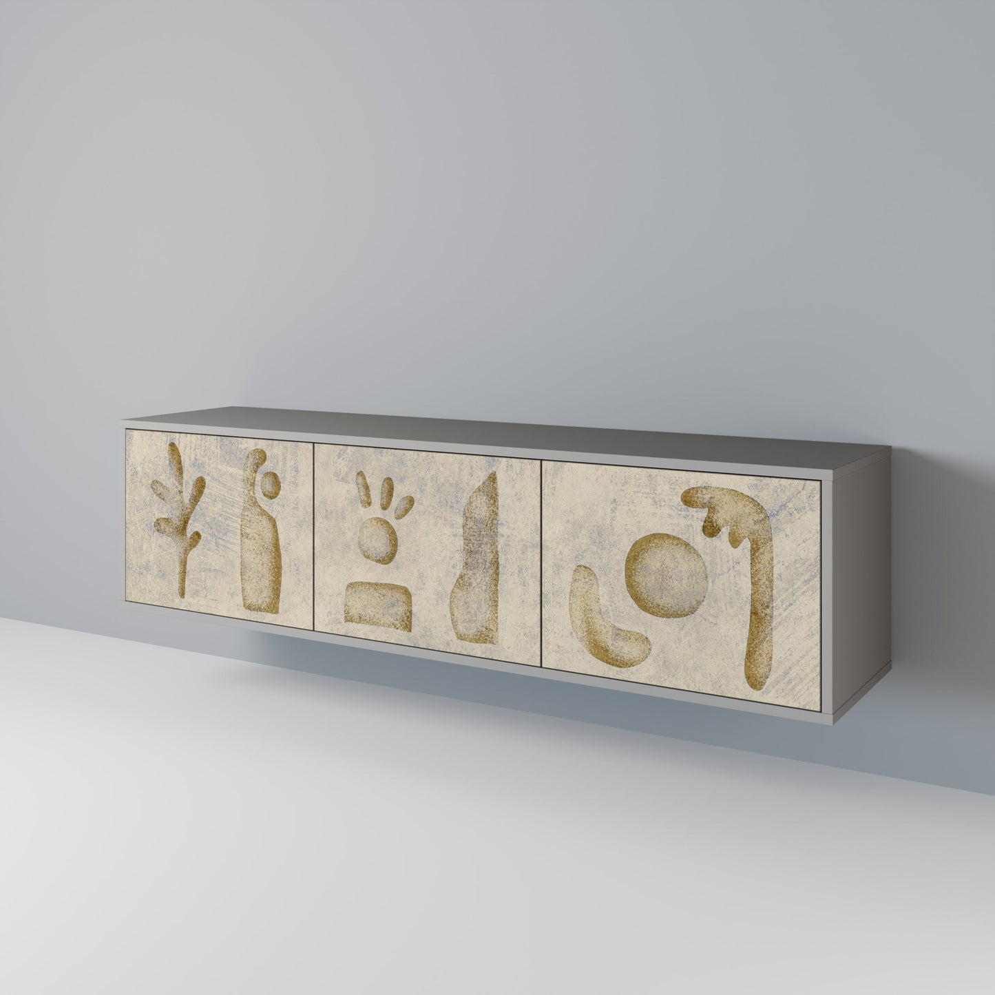 SAND SCULPTURES 3-Door TV Stand in Grey Finish