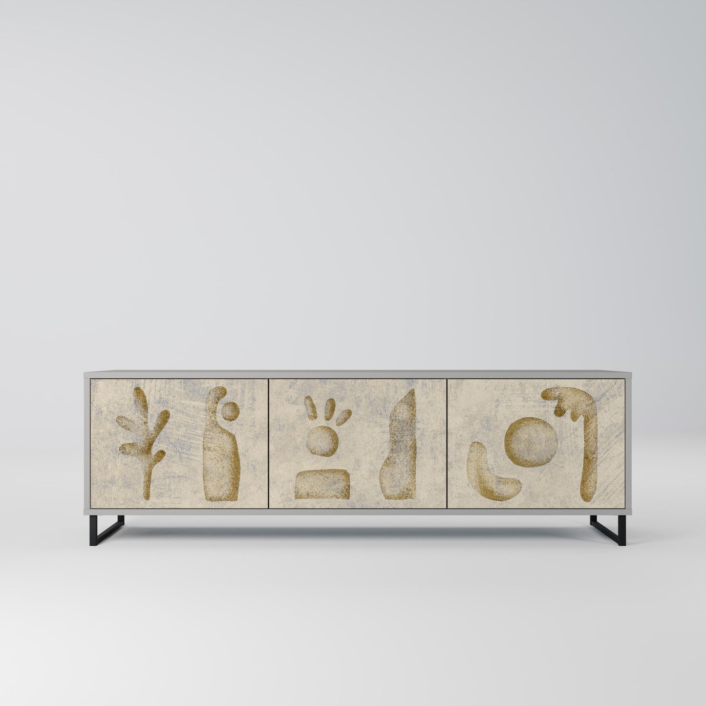 SAND SCULPTURES 3-Door TV Stand in Grey Finish