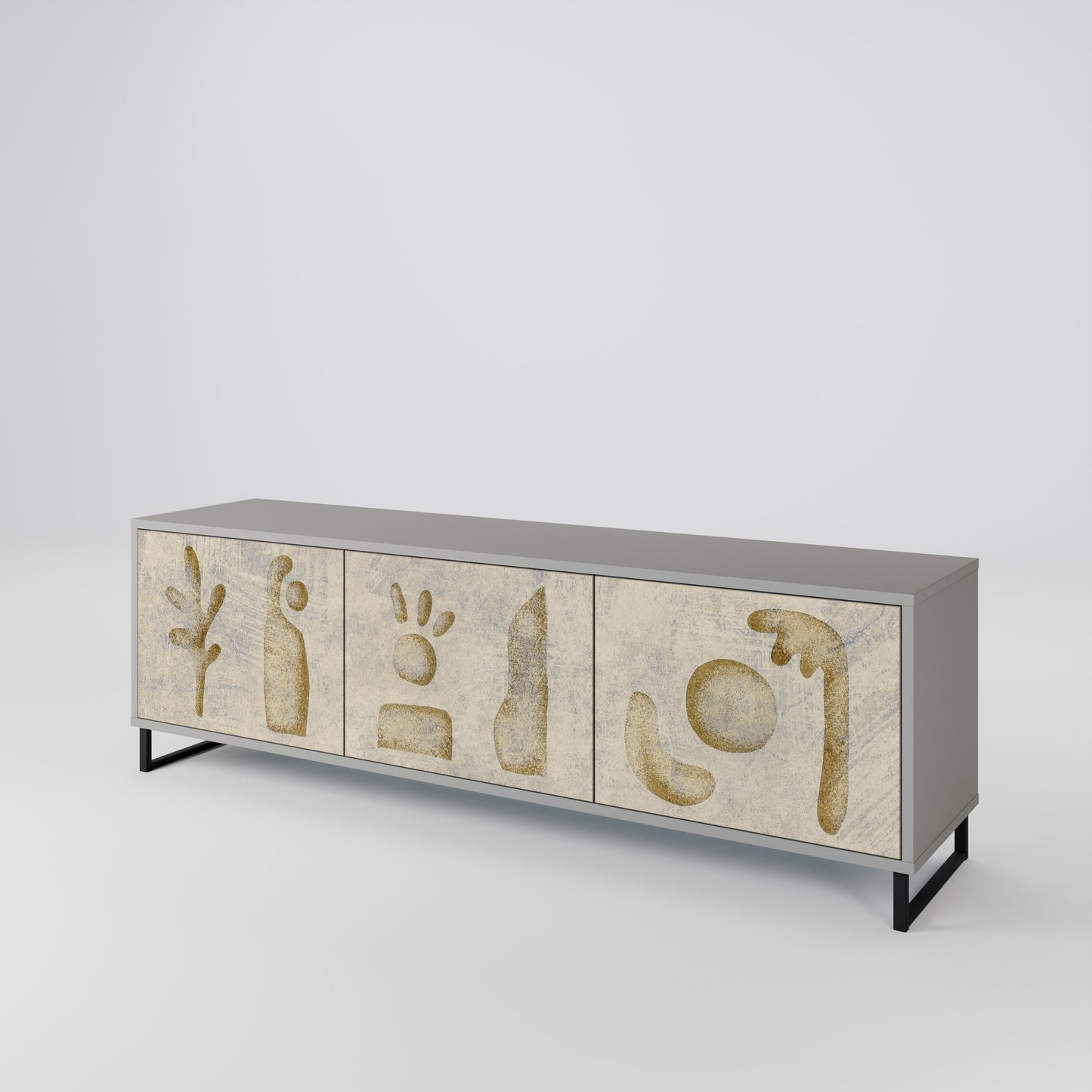 SAND SCULPTURES 3-Door TV Stand in Grey Finish