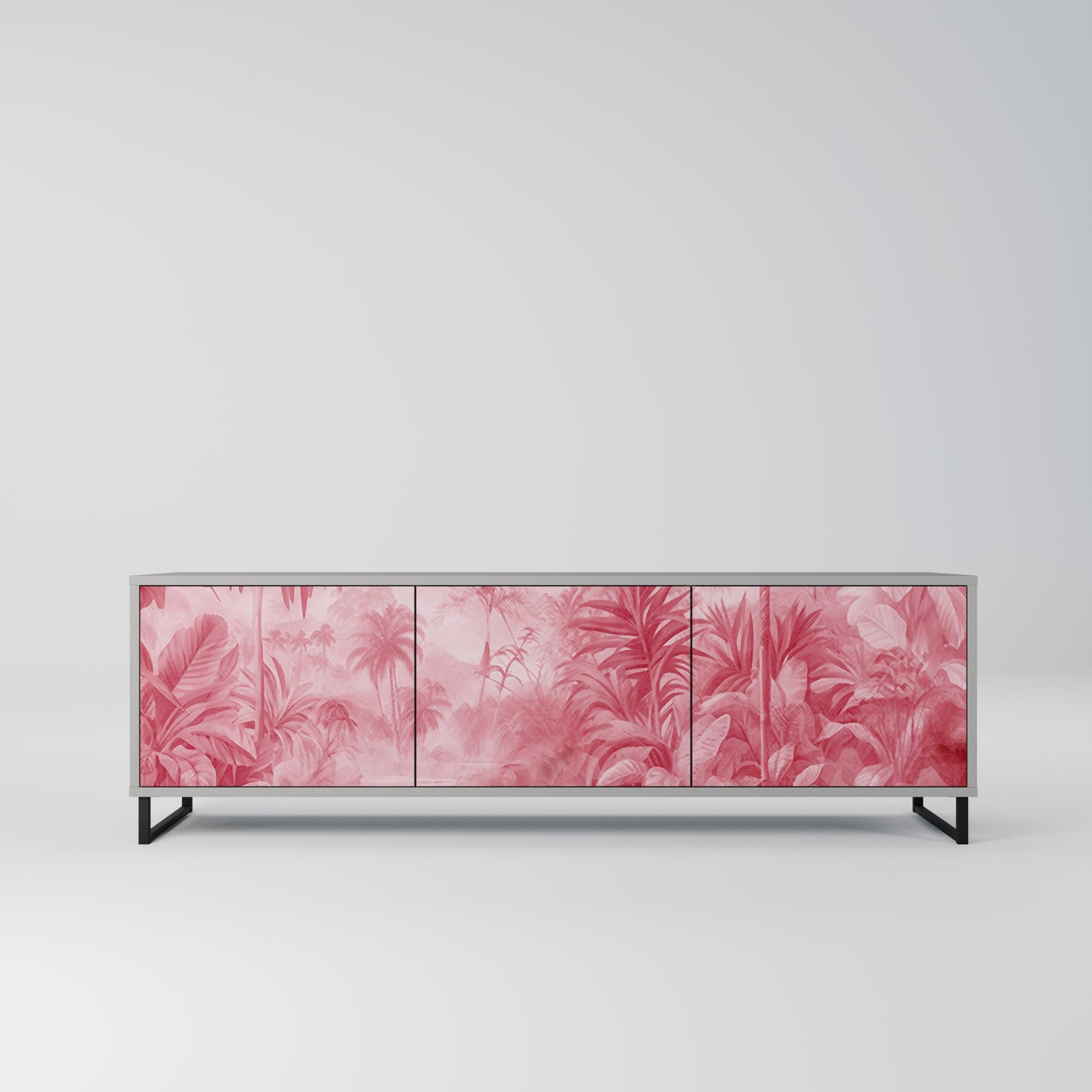 SWEET TROPICS 3-Door TV Stand in Grey Finish
