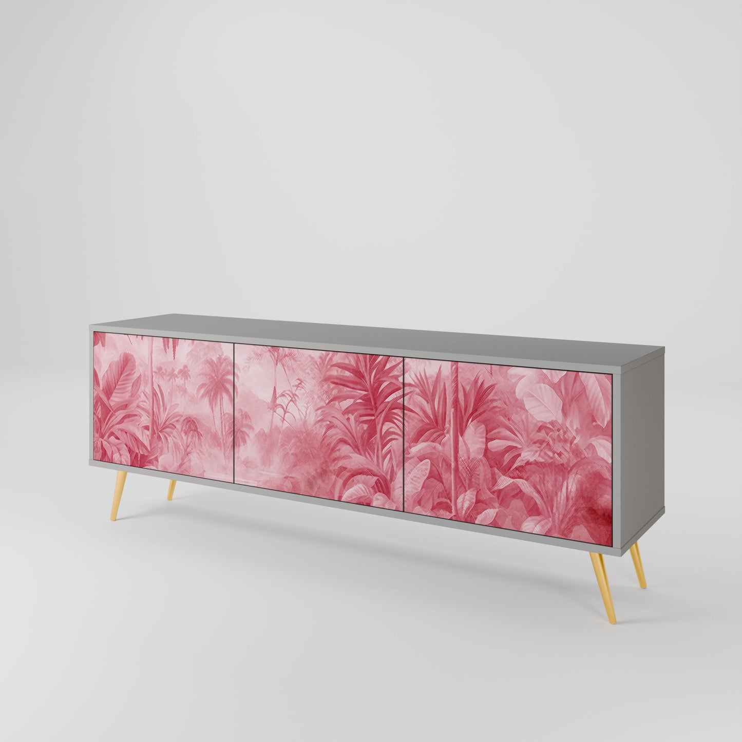SWEET TROPICS 3-Door TV Stand in Grey Finish