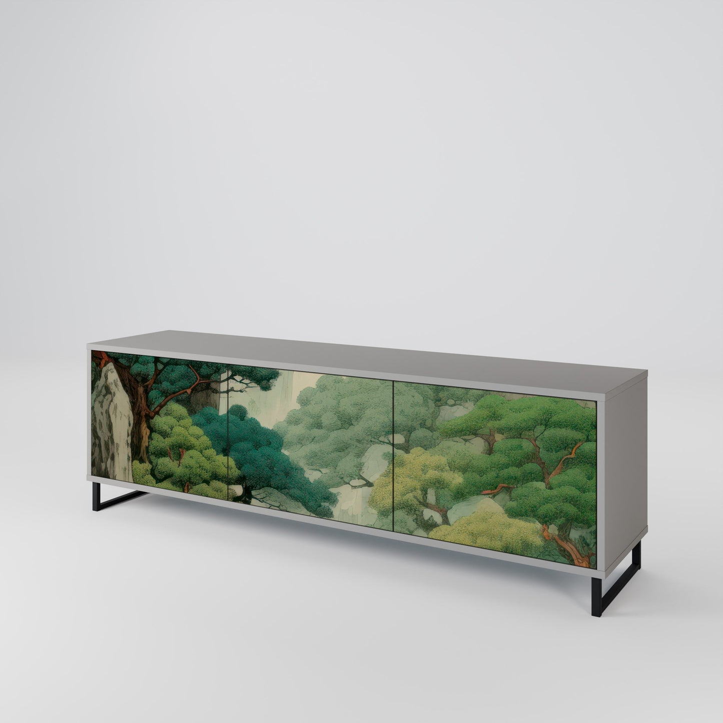 VERDURE ABYSS 3-Door TV Stand in Grey Finish