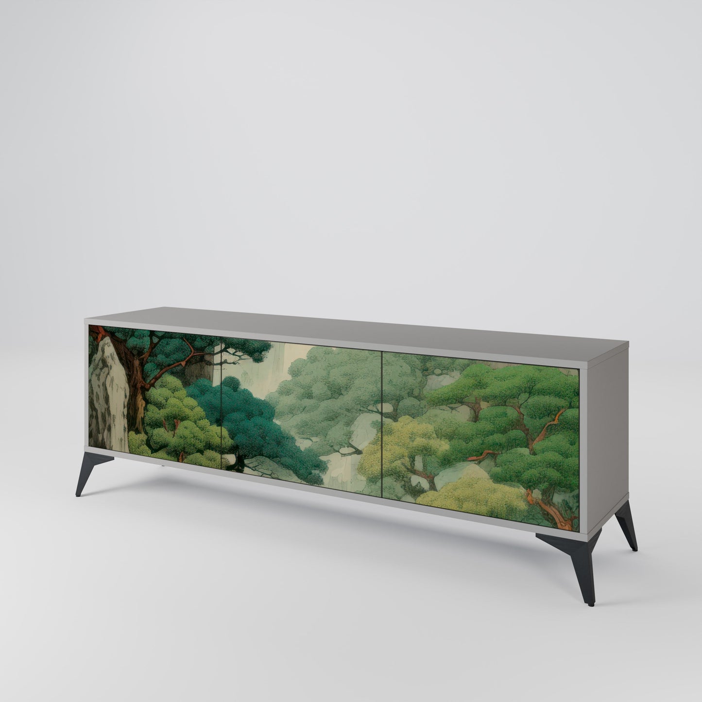 VERDURE ABYSS 3-Door TV Stand in Grey Finish
