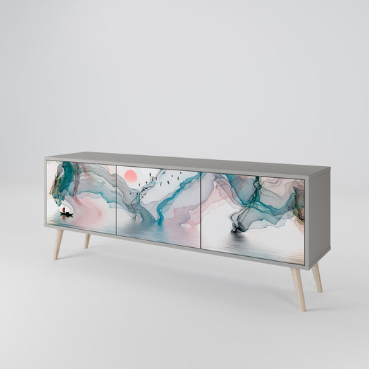 Mobile TV VELVET CROSSING a 3 ante in finitura grigia