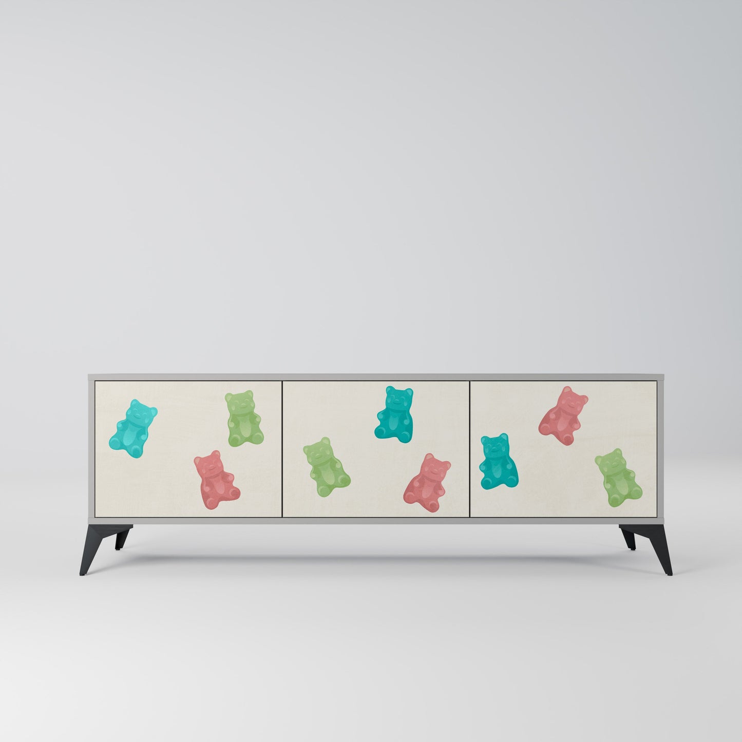 GUMMY BEARS 3-Door TV Stand in Grey Finish