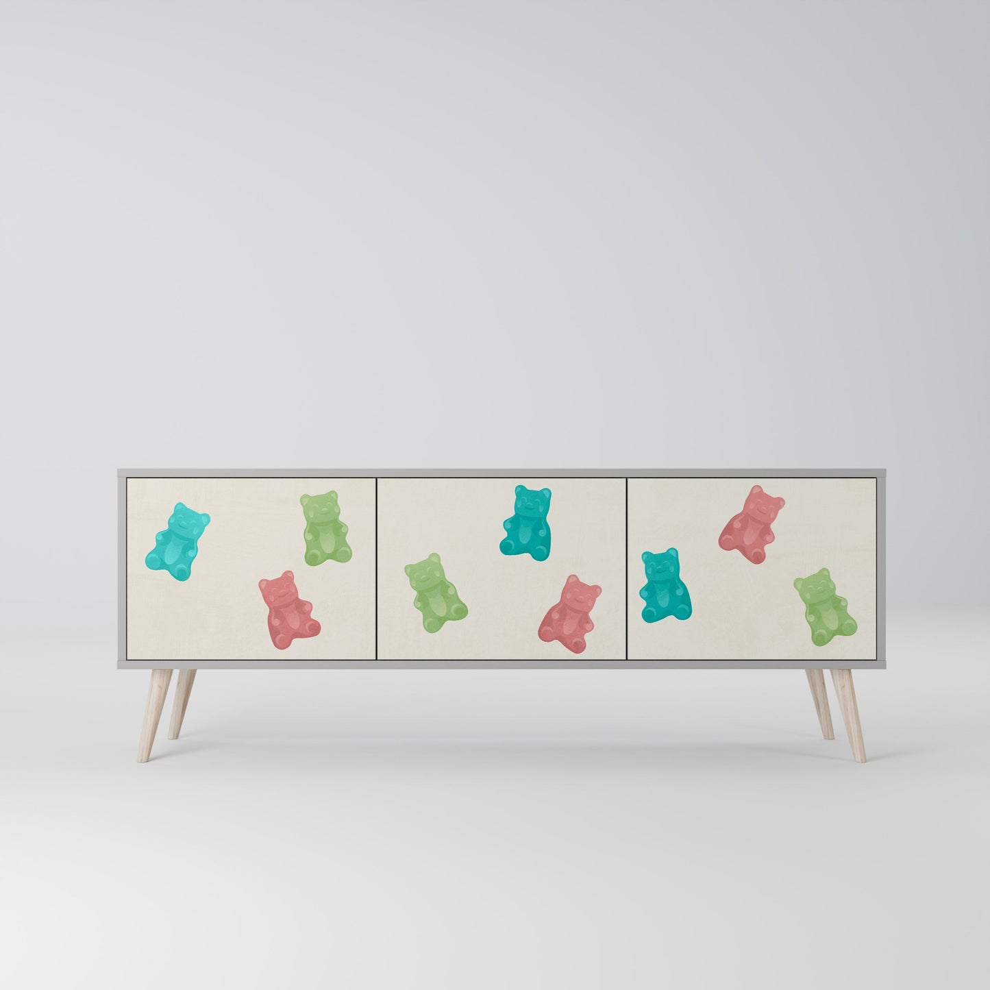 GUMMY BEARS 3-Door TV Stand in Grey Finish