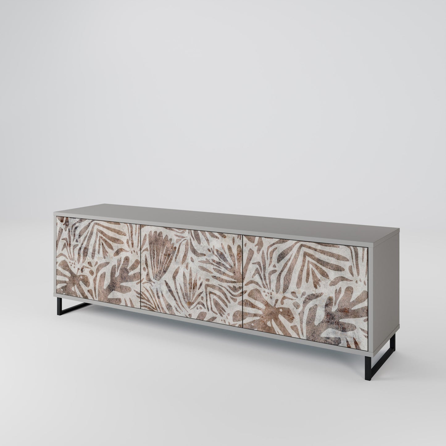 PASSING TIME 3-Door TV Stand in Grey Finish