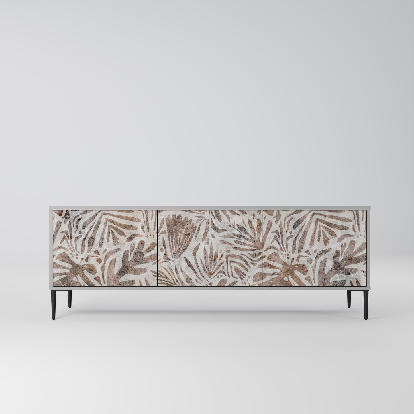 PASSING TIME 3-Door TV Stand in Grey Finish