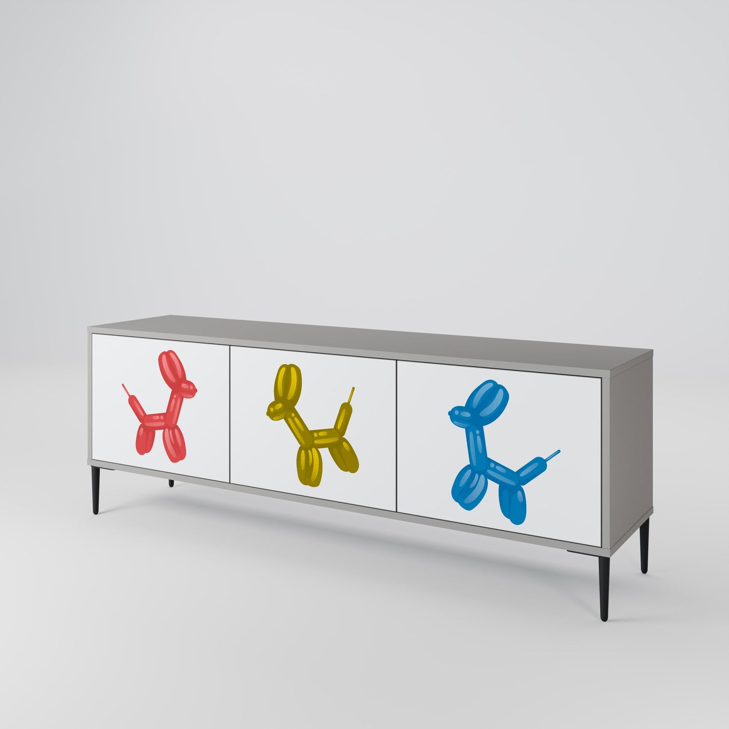 CHILDHOOD MEMORY 3-Door TV Stand in Grey Finish