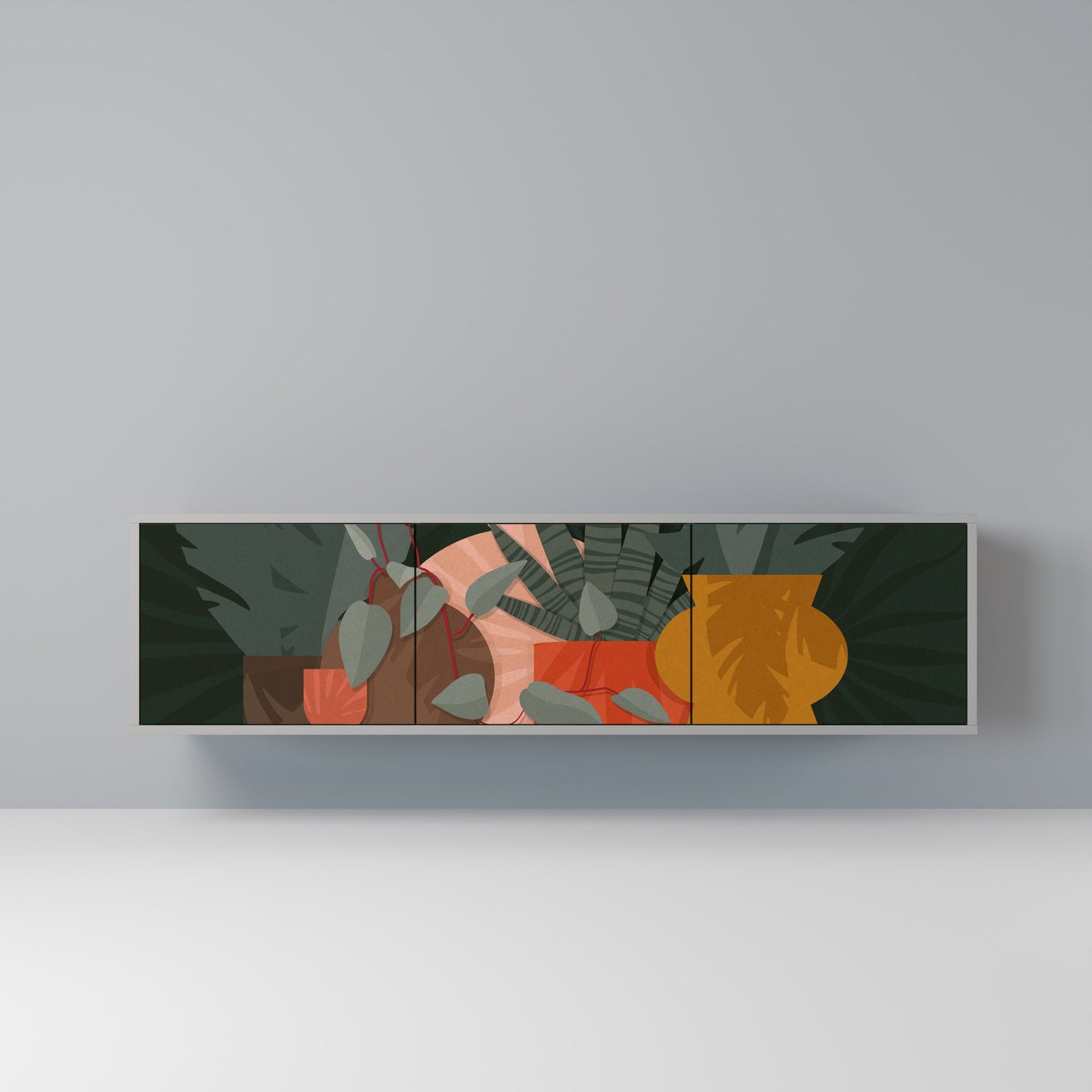Mobile TV TROPICAL COMPOSITION a 3 ante in finitura grigio