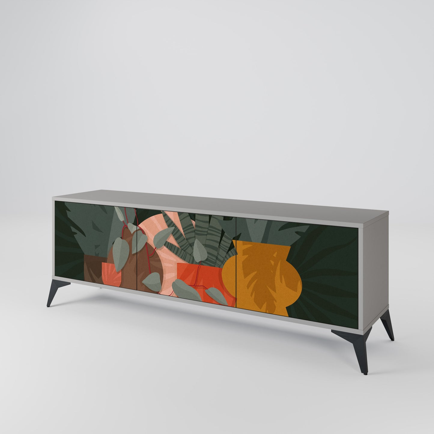 Mobile TV TROPICAL COMPOSITION a 3 ante in finitura grigio