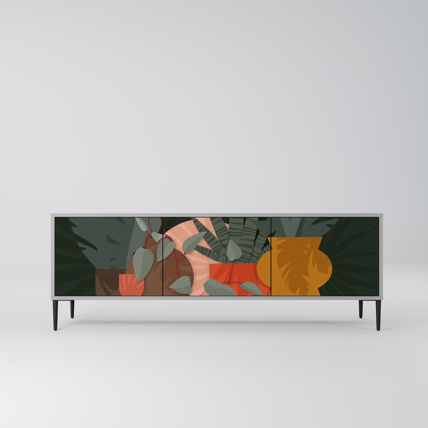 Mobile TV TROPICAL COMPOSITION a 3 ante in finitura grigio