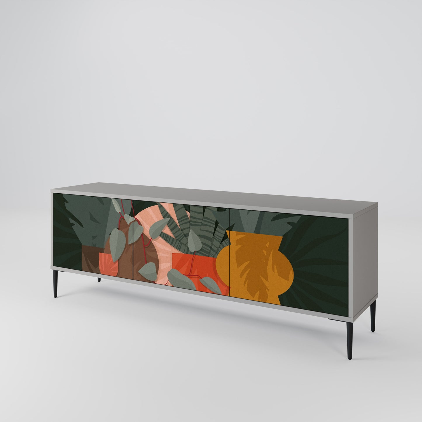 Mobile TV TROPICAL COMPOSITION a 3 ante in finitura grigio