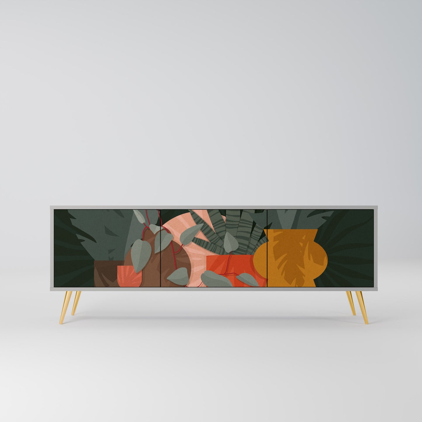 Mobile TV TROPICAL COMPOSITION a 3 ante in finitura grigio