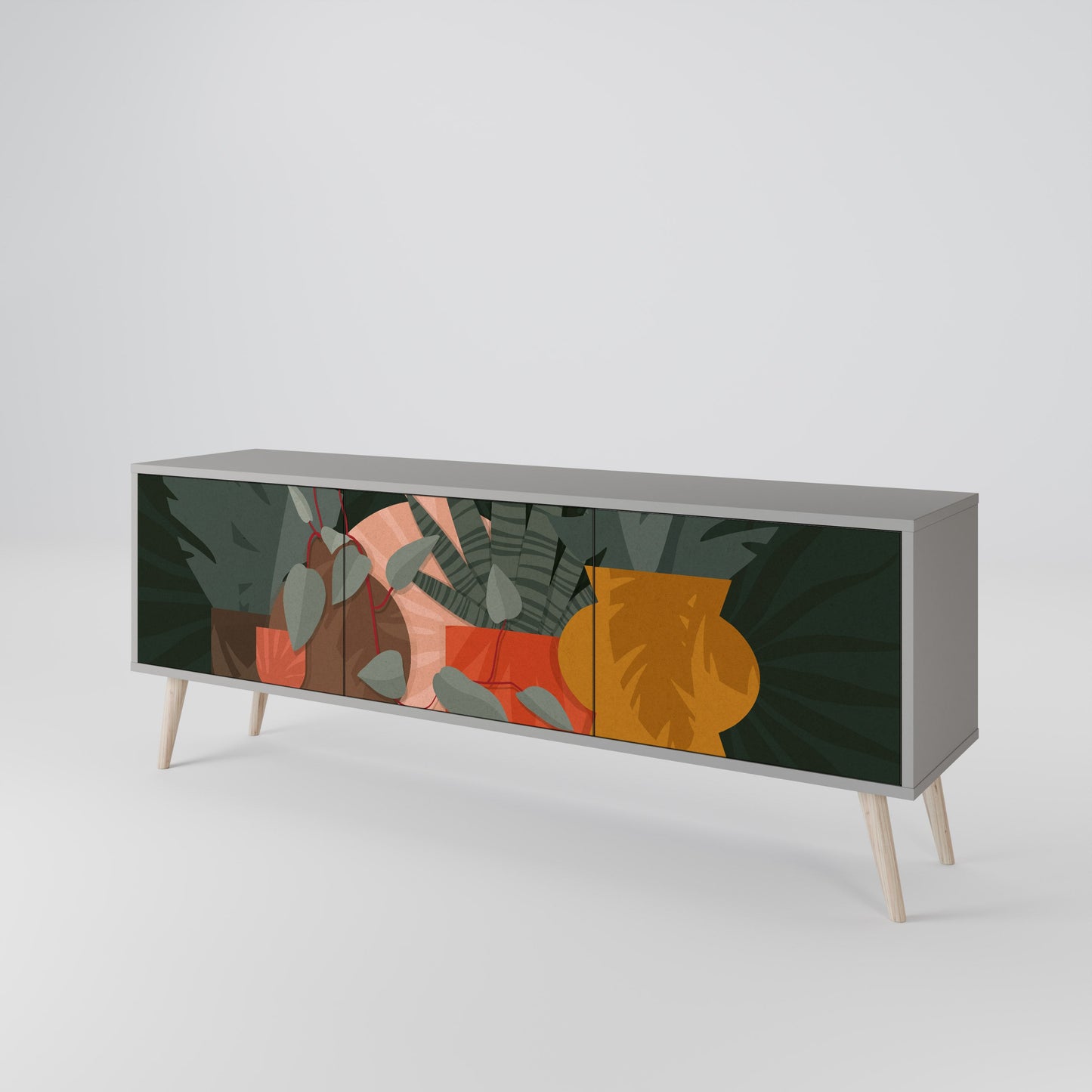 Mobile TV TROPICAL COMPOSITION a 3 ante in finitura grigio