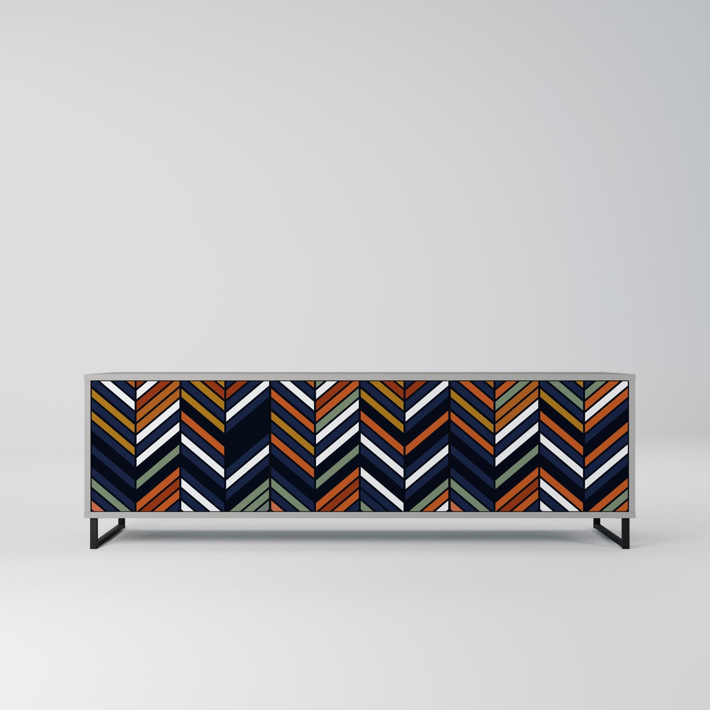 Mobile TV a 3 ante VIBRANT PATCHWORK in finitura grigia