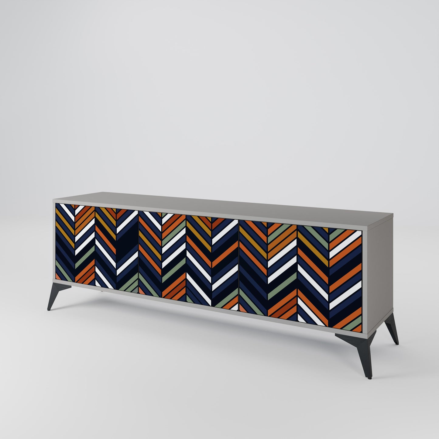 Mobile TV a 3 ante VIBRANT PATCHWORK in finitura grigia