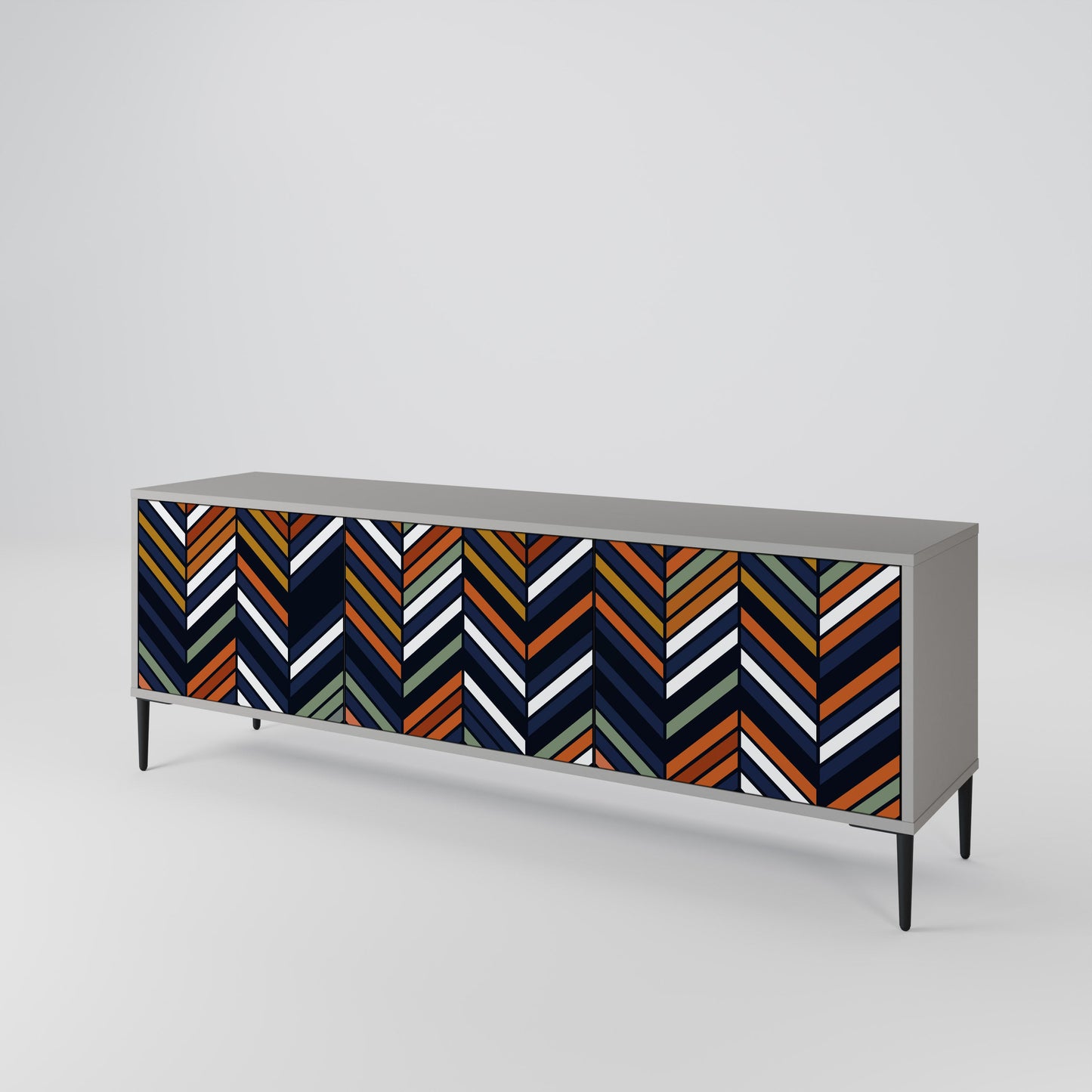 Mobile TV a 3 ante VIBRANT PATCHWORK in finitura grigia