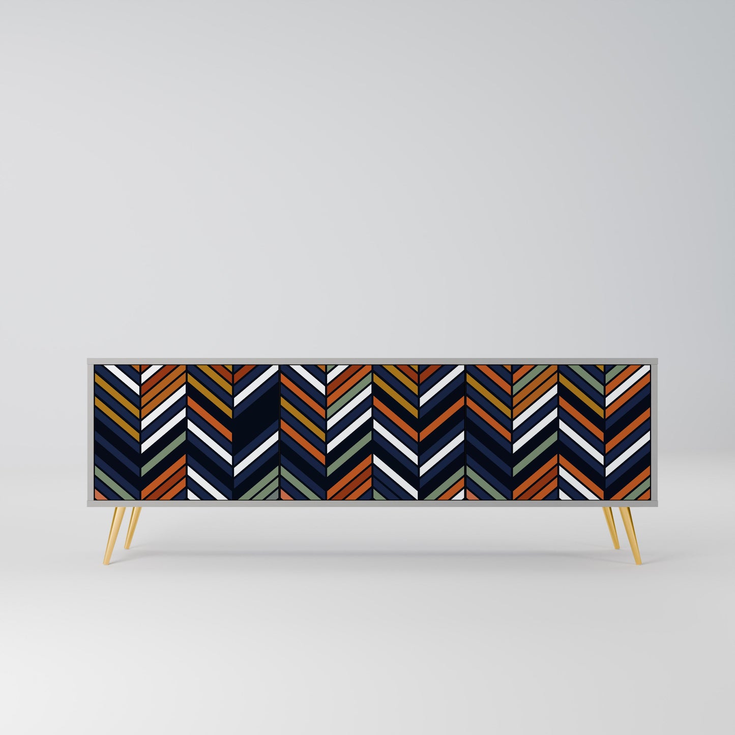 Mobile TV a 3 ante VIBRANT PATCHWORK in finitura grigia